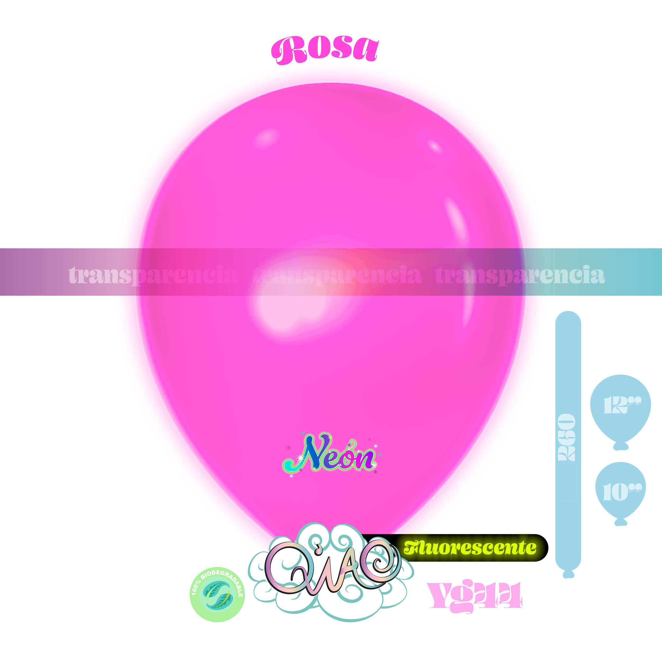 YG44 Rosa Neon globo de látex