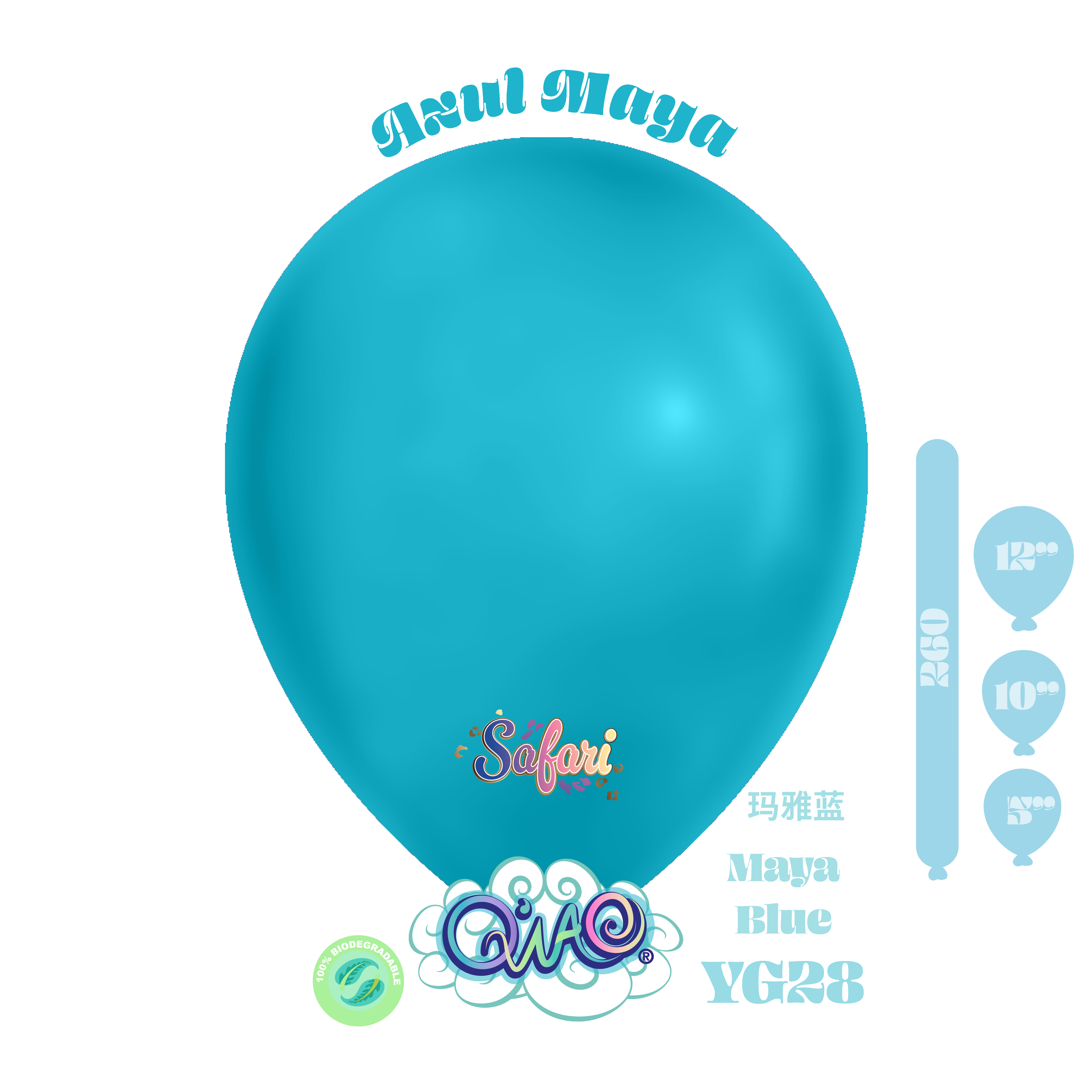 YG28 Azul Maya Safari Globo de látex biodegradable