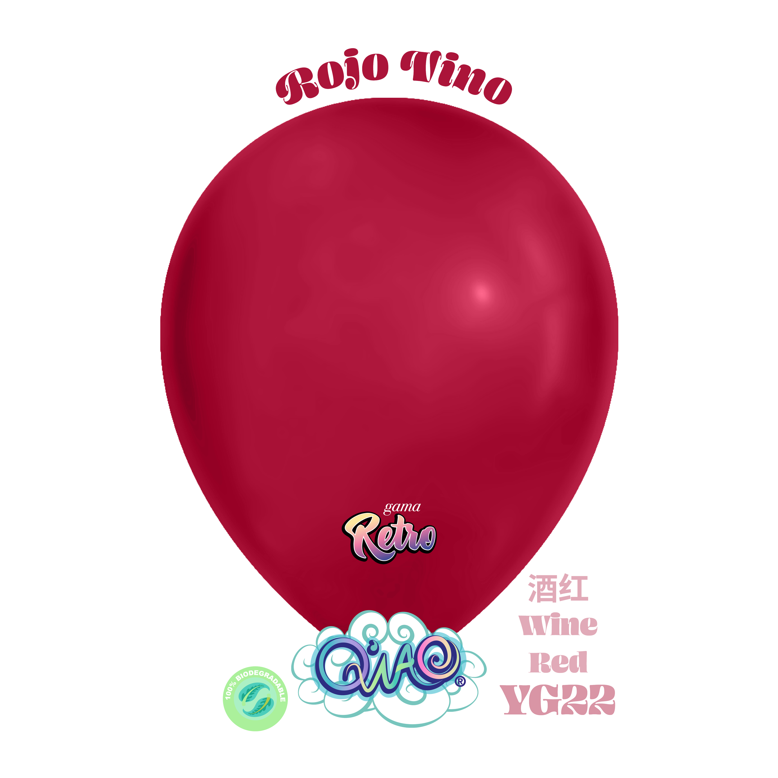 YG22 Globo Rojo Vino Retro Q´Wao. Látex biodegradable