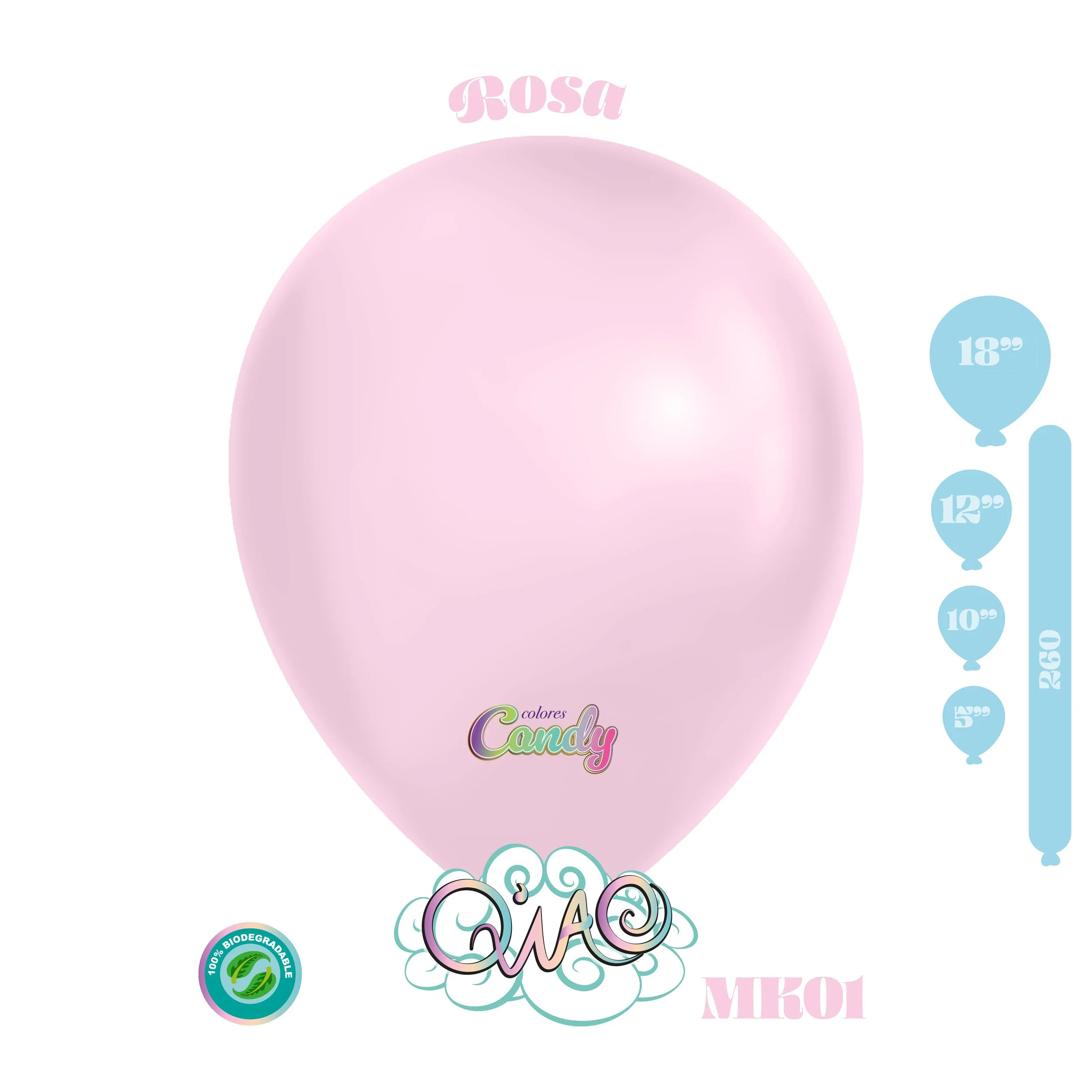 MK01 Rosa Candy globo de látex biodegradable