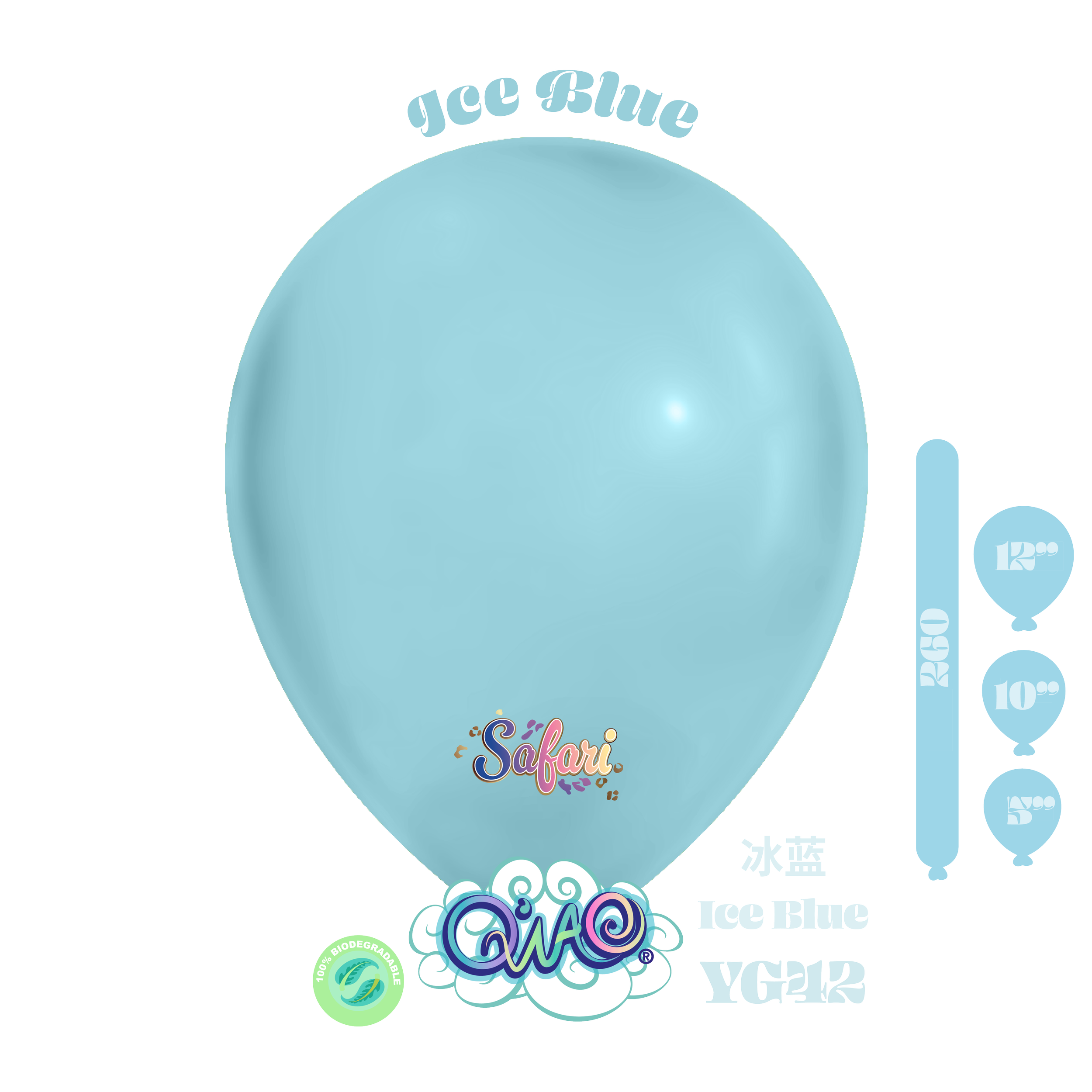 YG42 Ice Blue Safari Globo de látex biodegradable