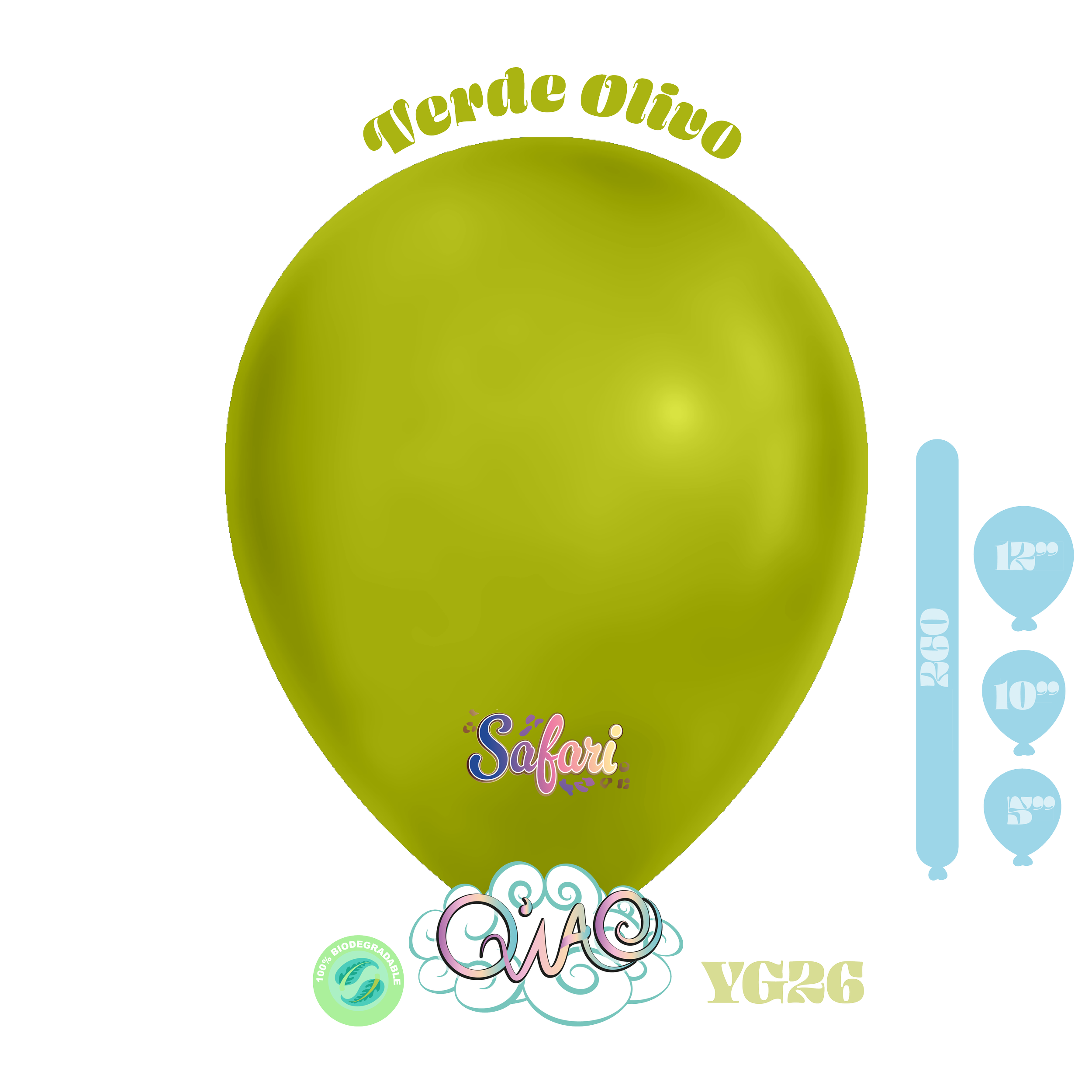YG26 Verde Olivo Safari Globo de látex biodegradable