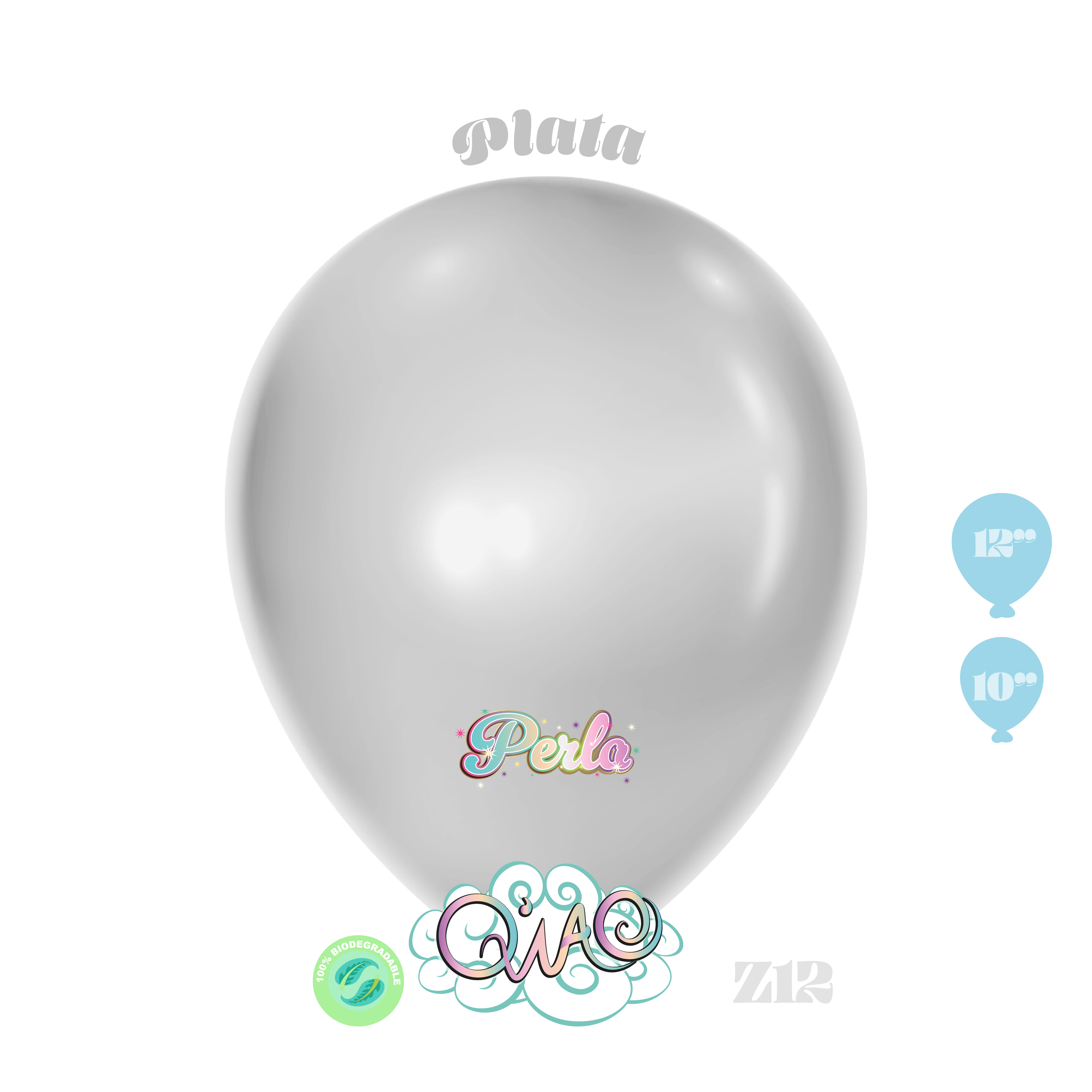 Z12 Plata Perla Globo de látex biodegradable