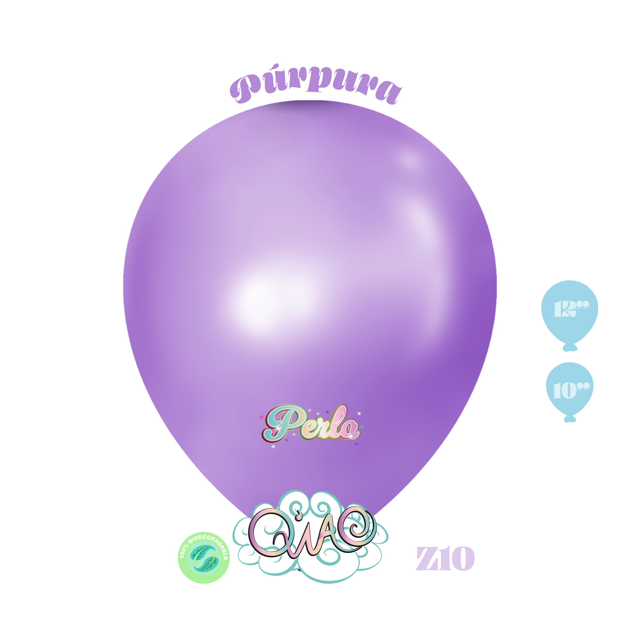 Z10 Púrpura Perla Globo de látex biodegradable