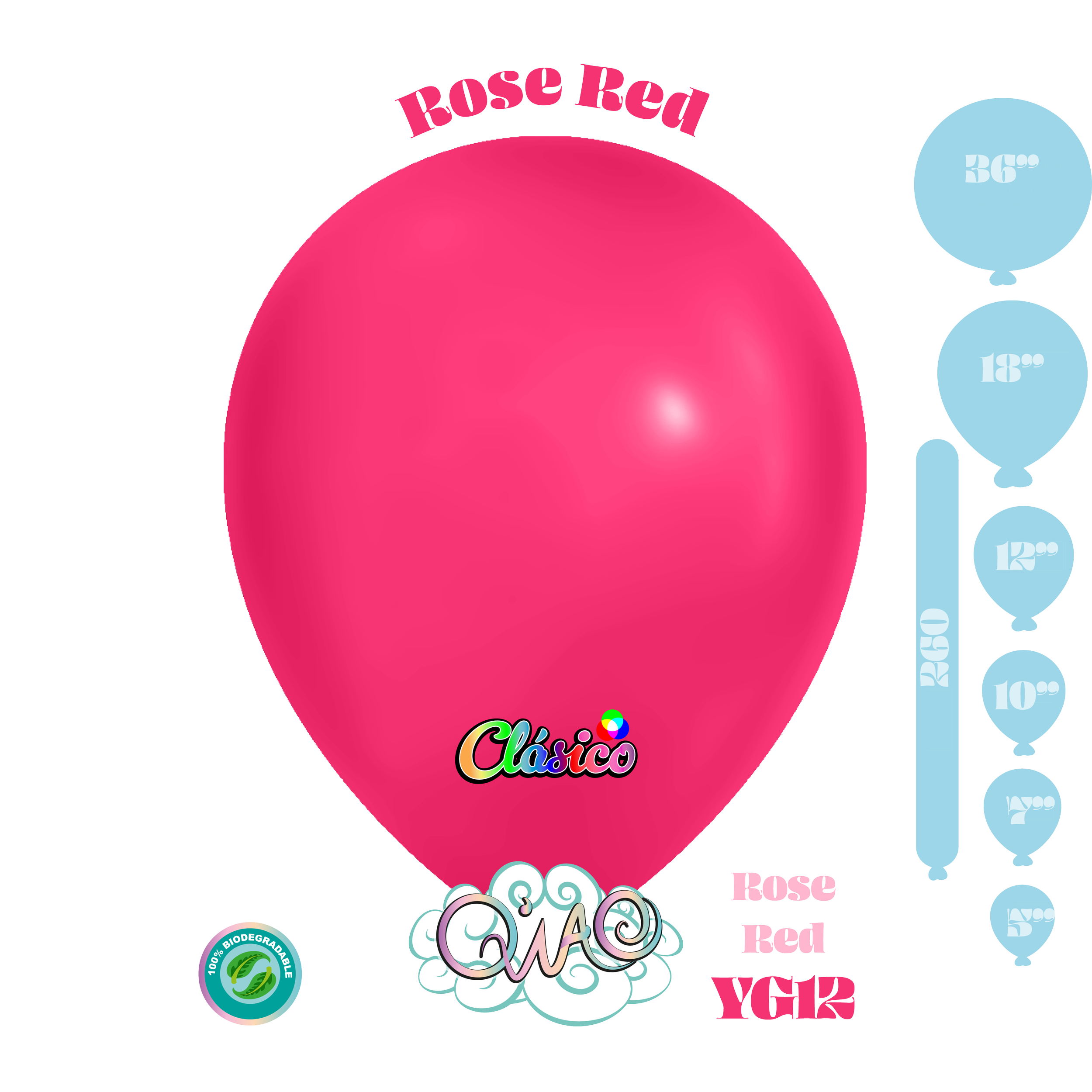 YG12 Rose Red Clásico globo de látex biodegradable