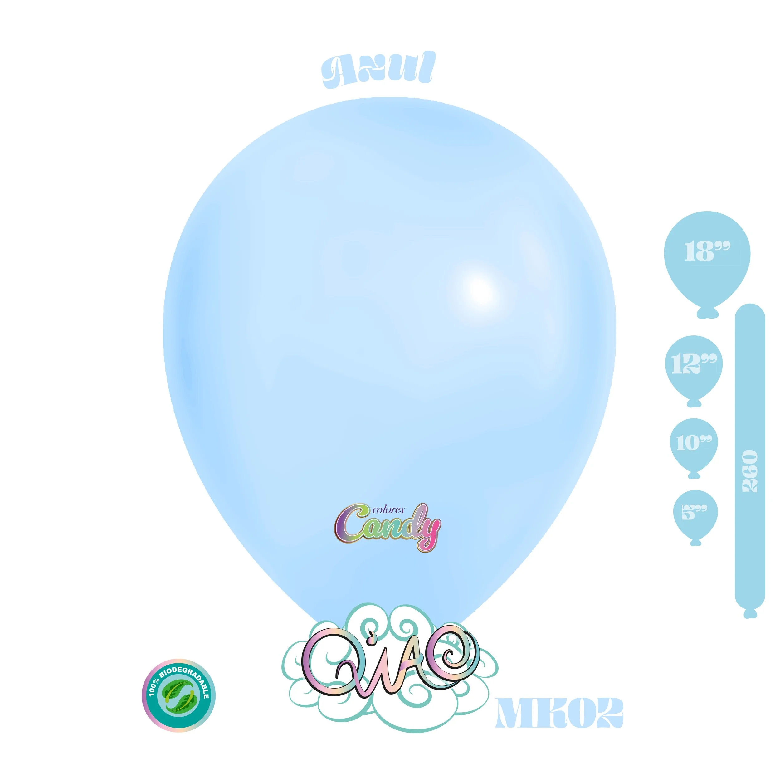 MK02 Azul Candy globo de látex biodegradable