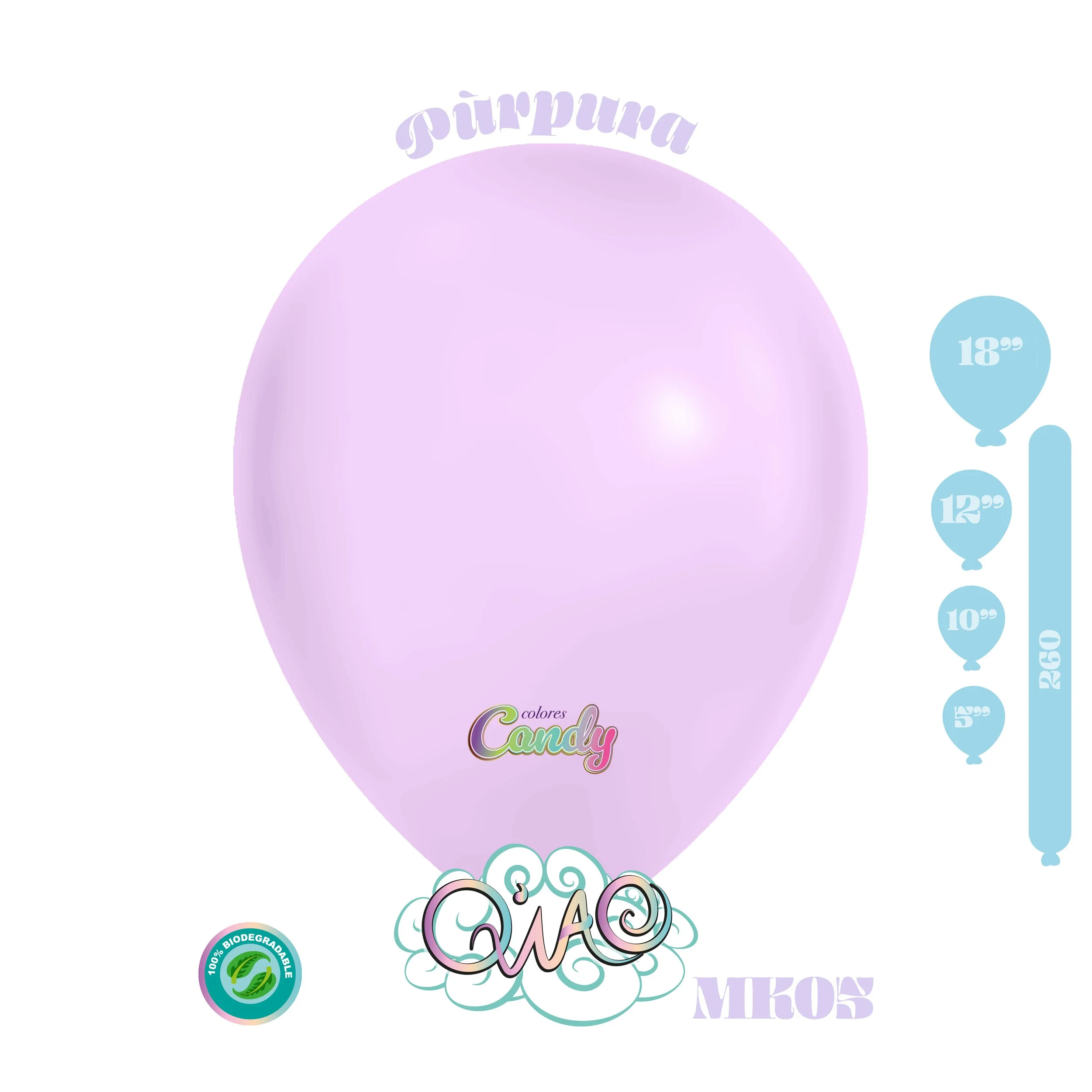 MK03 Purpura Candy globo de látex biodegradable