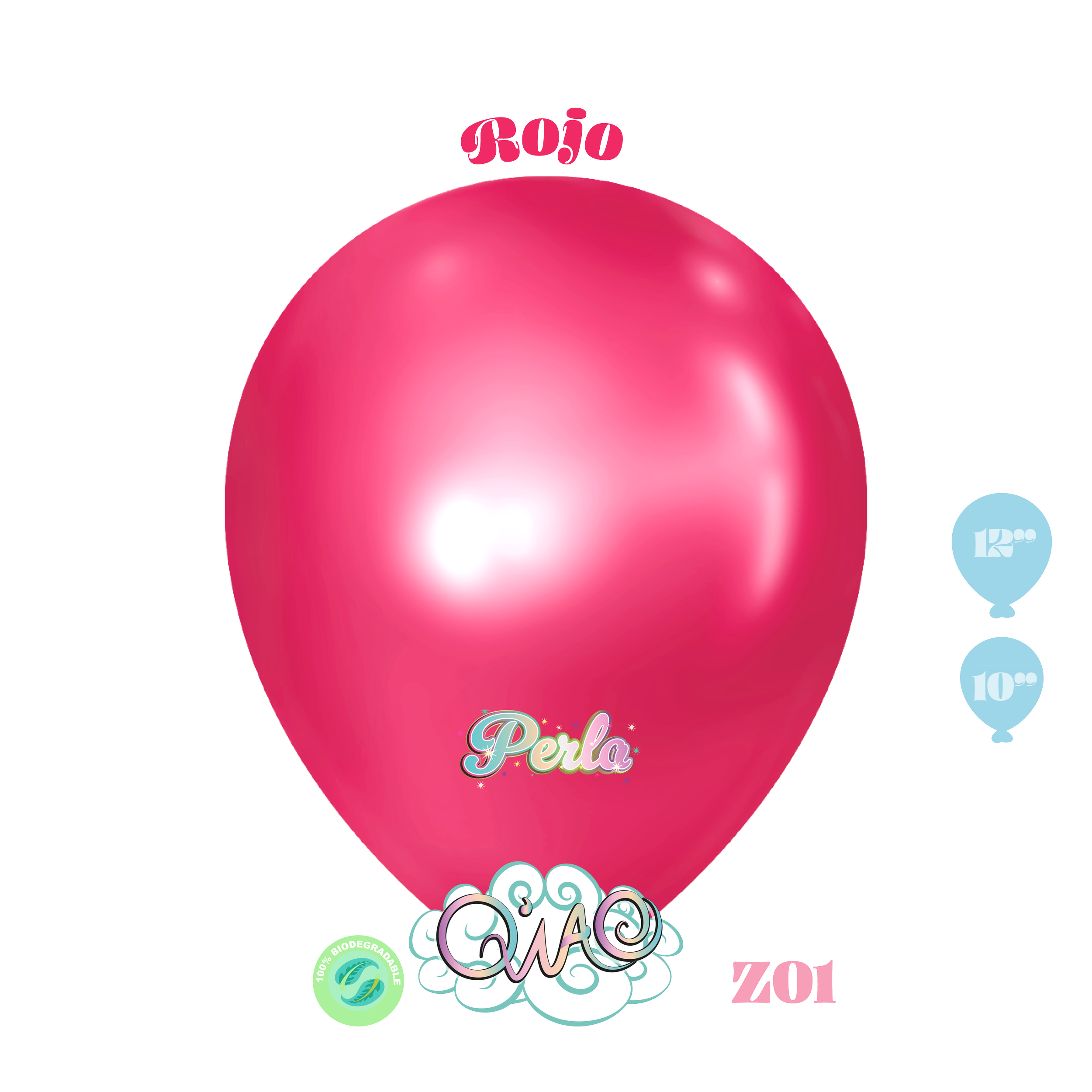 Z01 Rojo Perla Globo de látex biodegradable