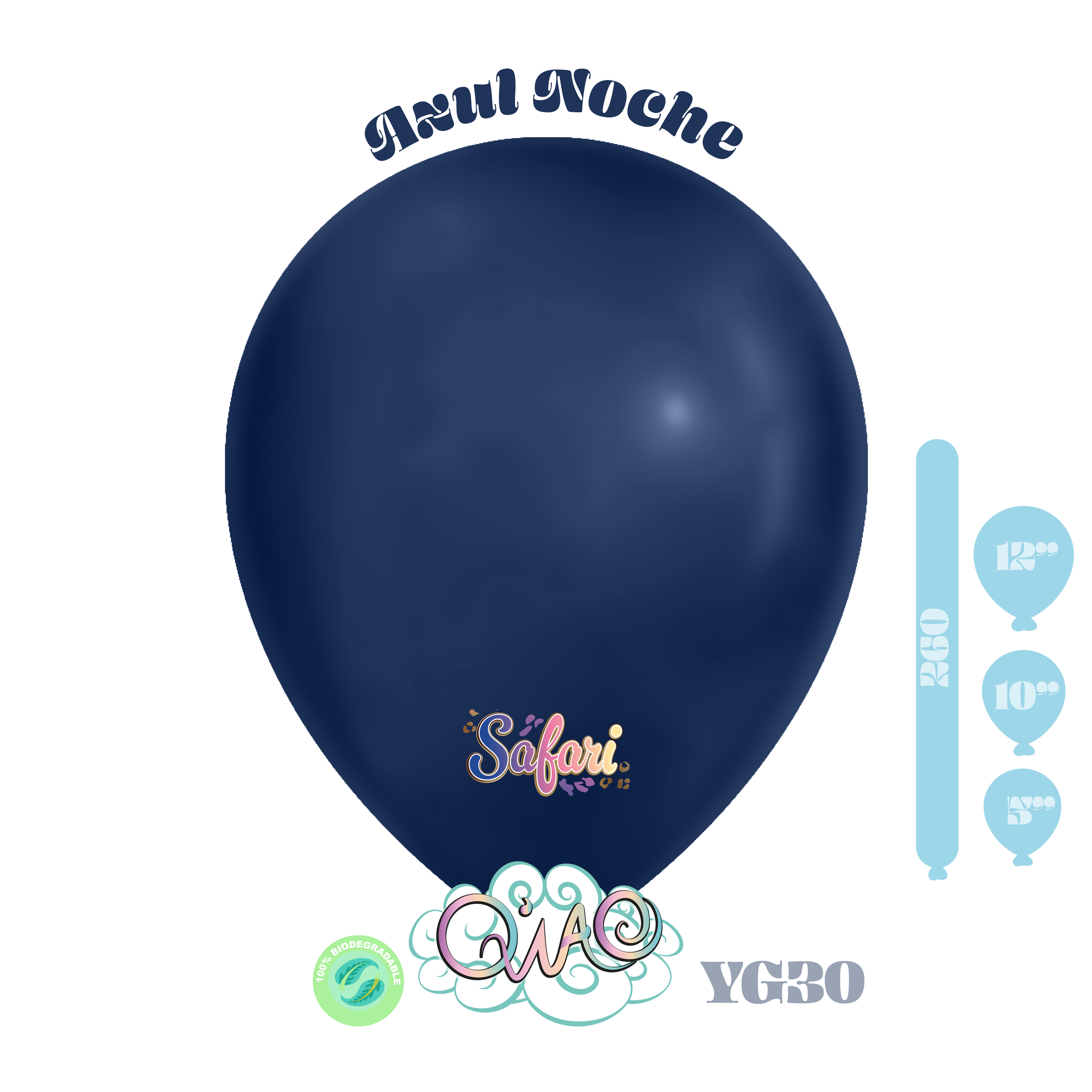 YG30 Azul Noche Safari Globo de látex biodegradable