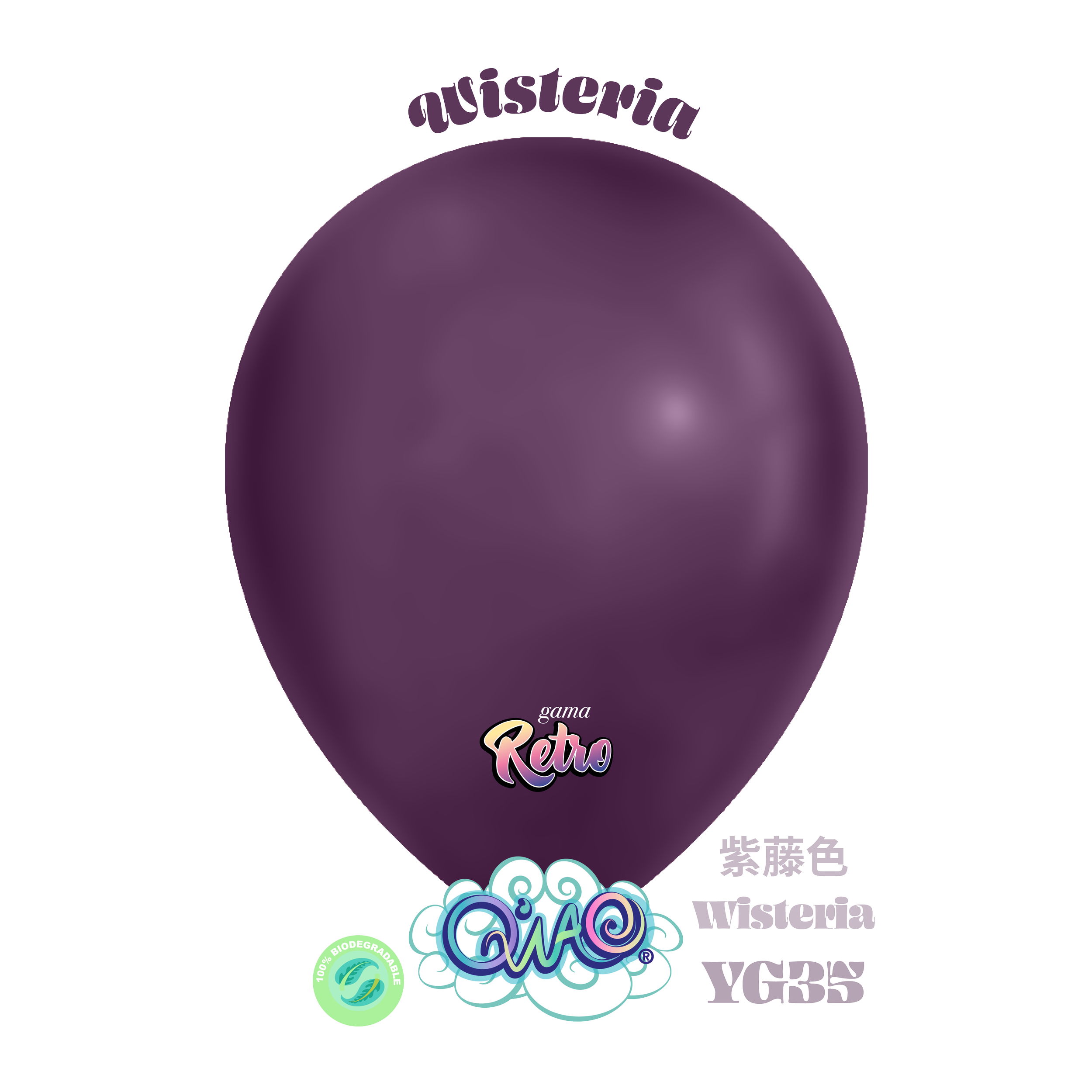 YG35 Globo Wisteria Retro Q´Wao. Látex biodegradable