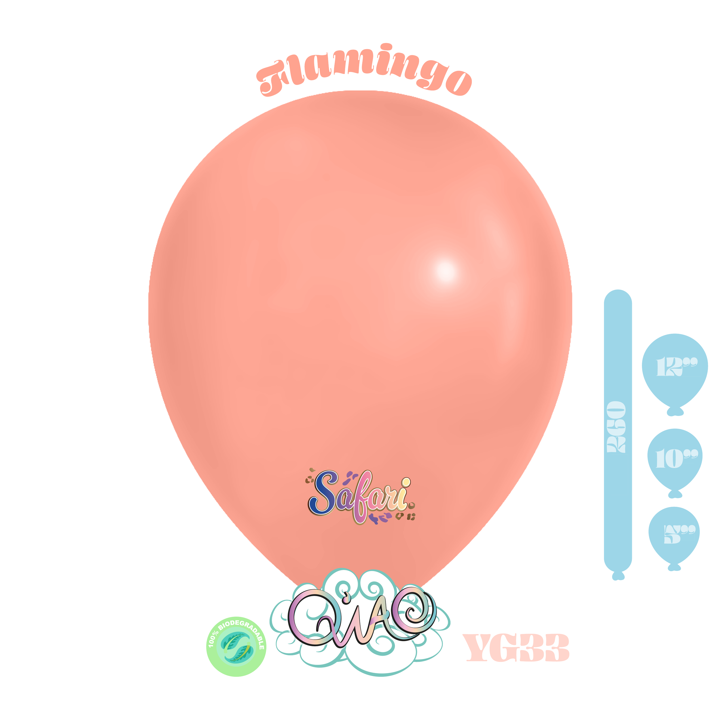YG33 Flamingo Safari Globo de látex biodegradable