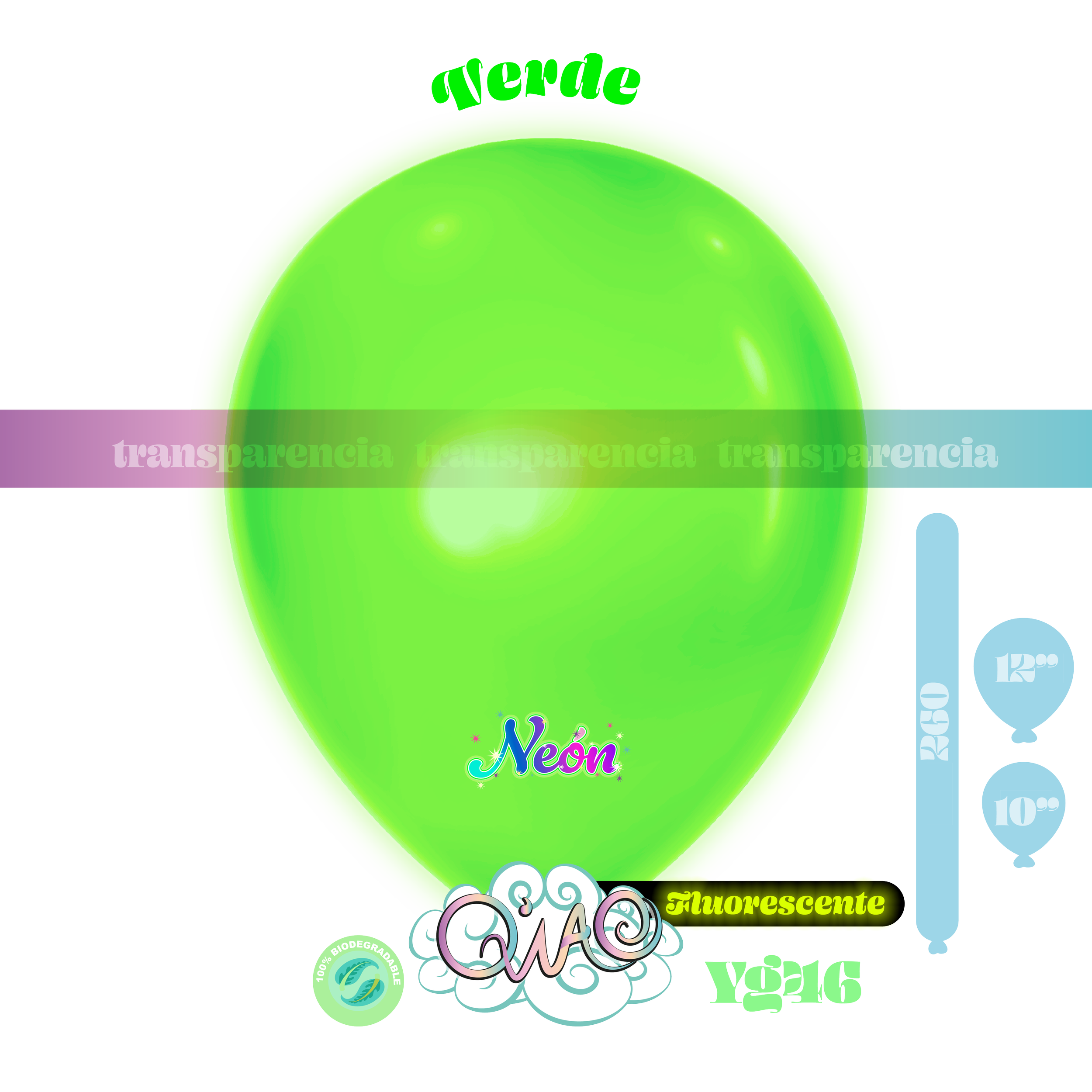 YG46 Verde Neon globo de látex
