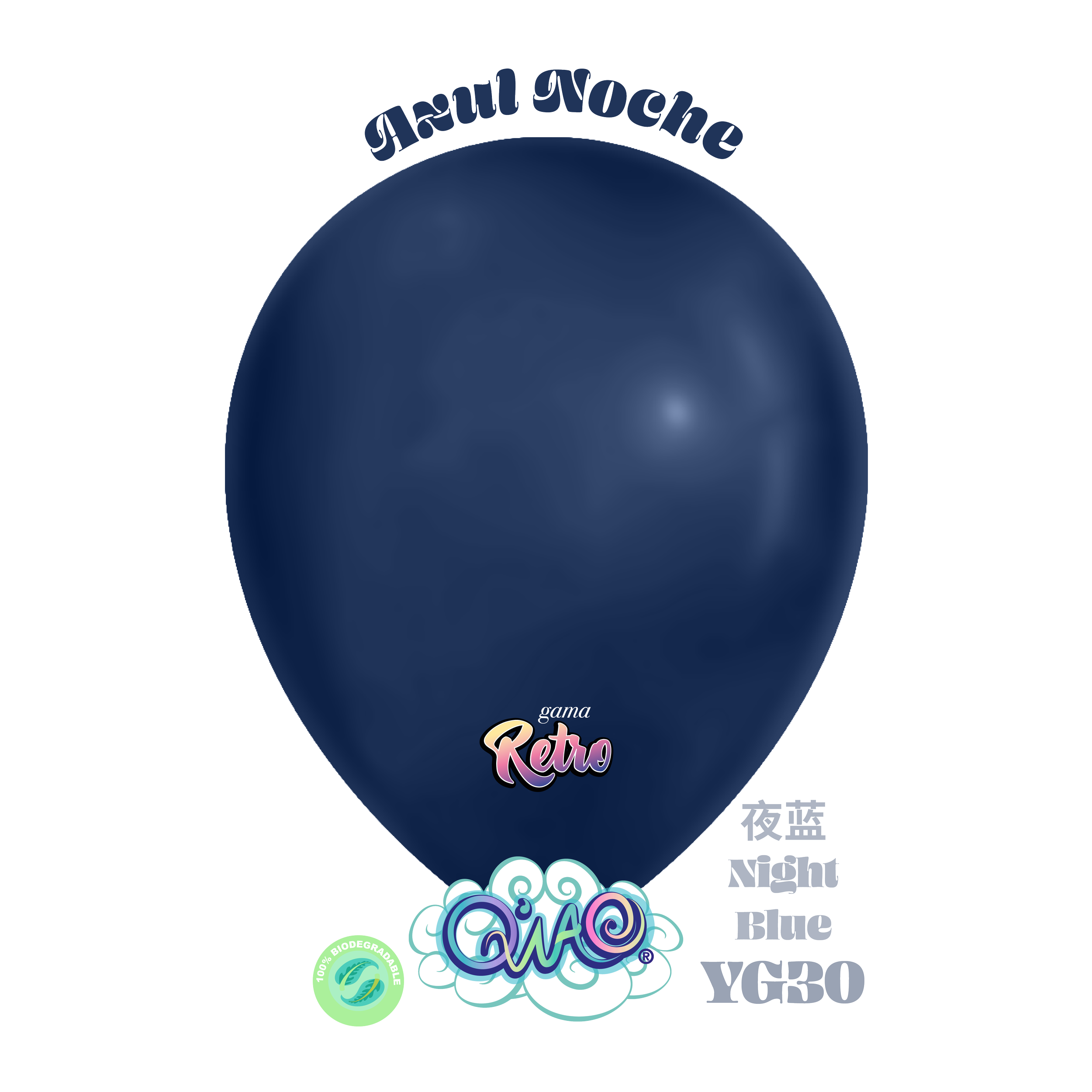 YG30 Globo Azul Noche Retro Q´Wao. Látex biodegradable