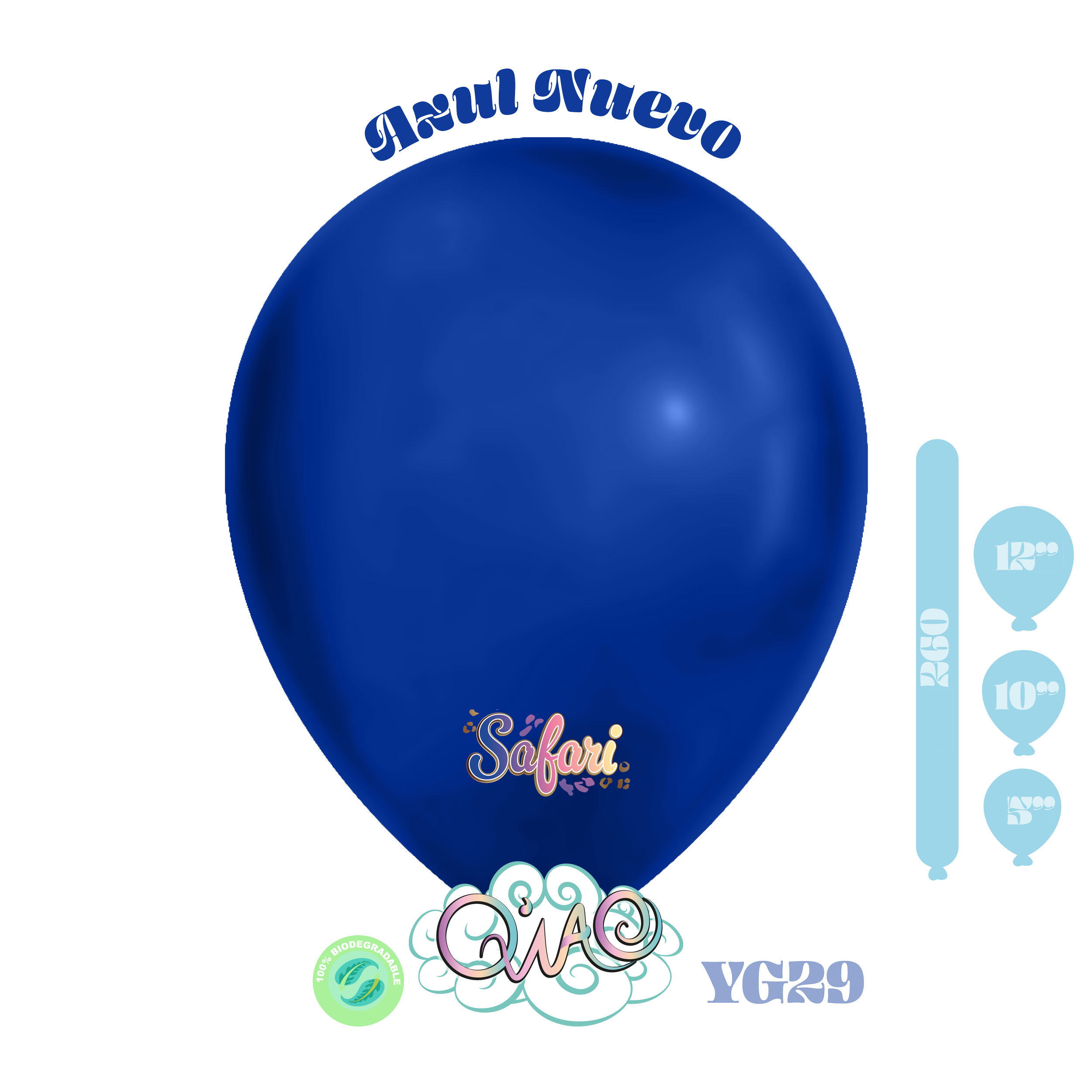YG29 Azul Nuevo Safari Globo de látex biodegradable