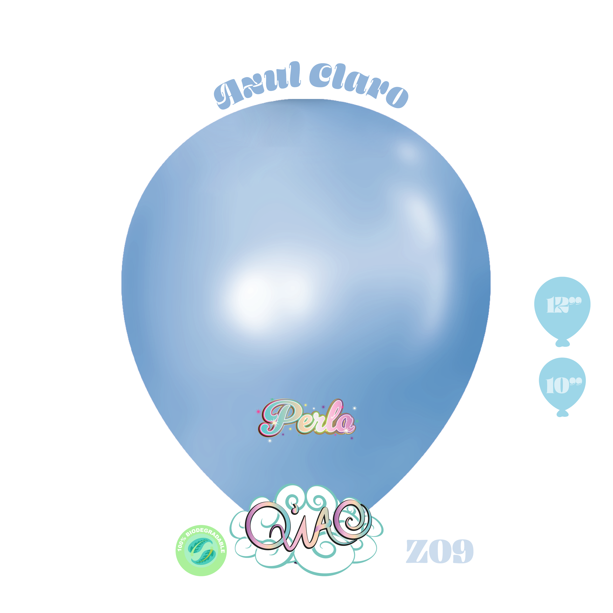 Z09 Azul Claro Perla Globo de látex biodegradable