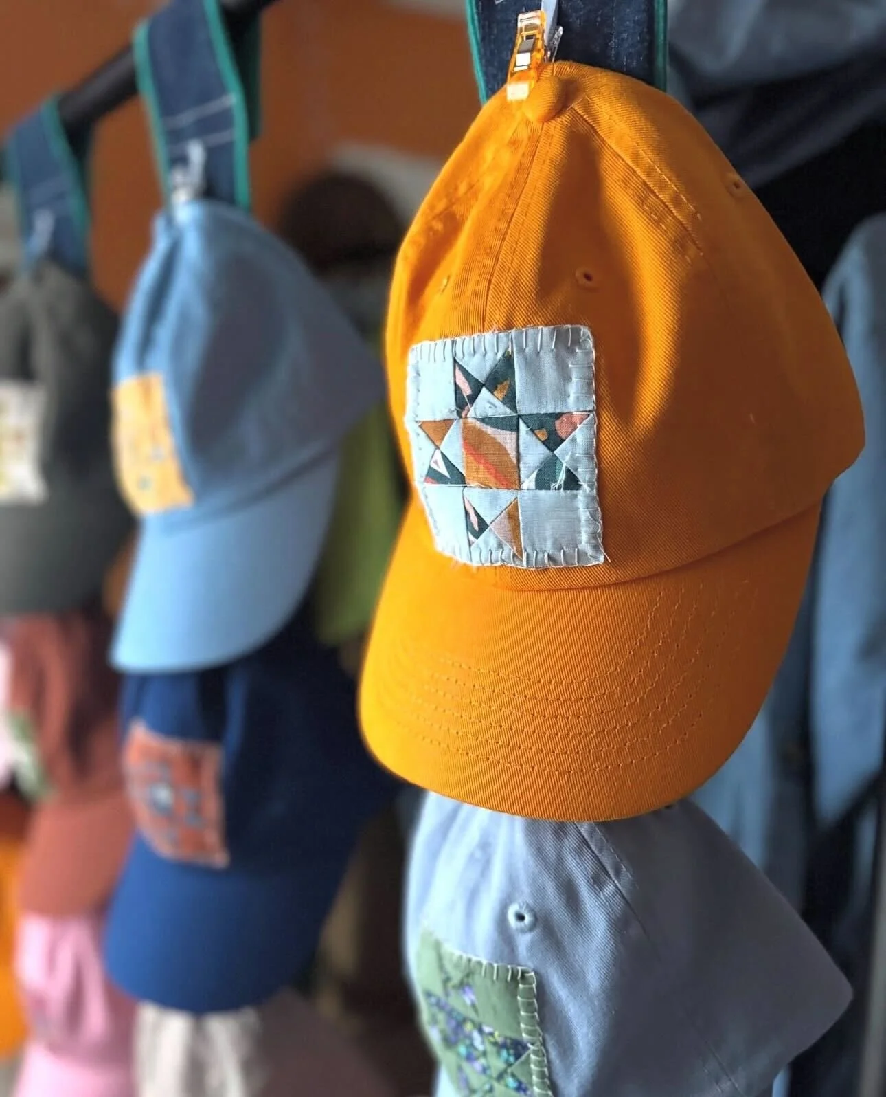 Ohio Star Quilted Hat (Yellow & Blue)