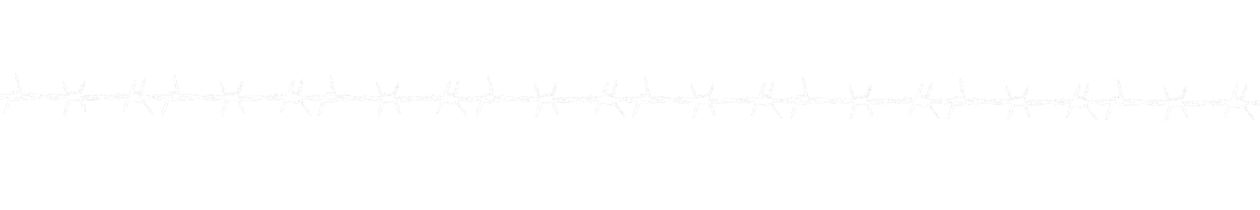 A string of white barbed wire against a black background.
