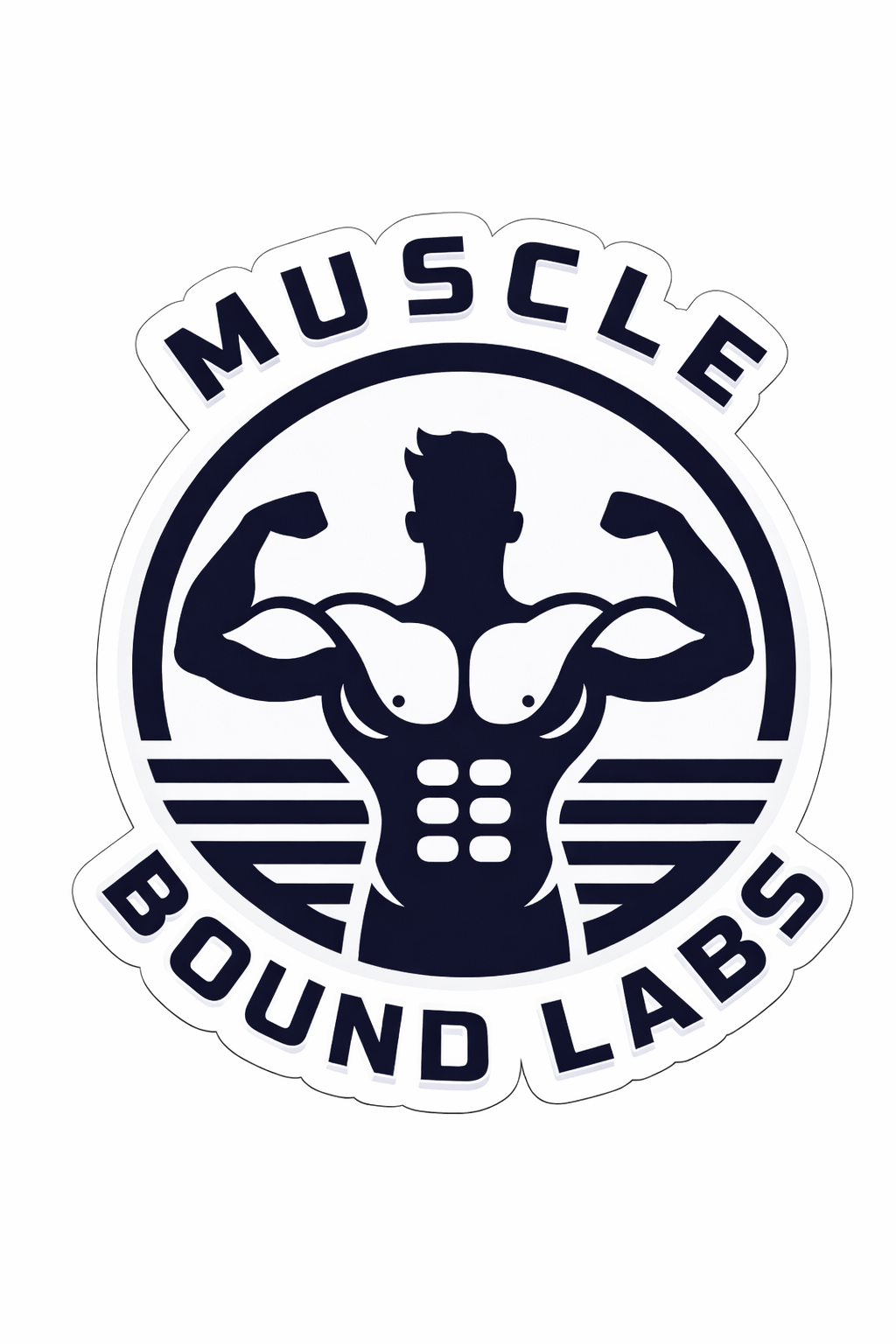 Muscle silhouette with flexed arms, text 'Muscle' above and 'Bound Labs' below, gym or fitness logo