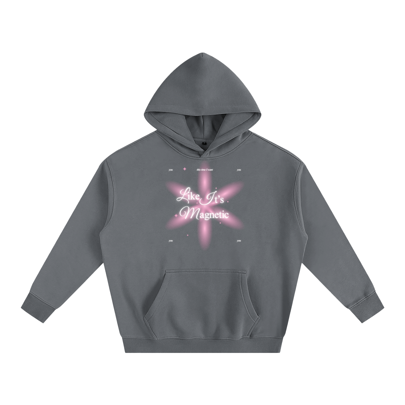 Magnetic Lyric Pink Flower Oversized Hoodie