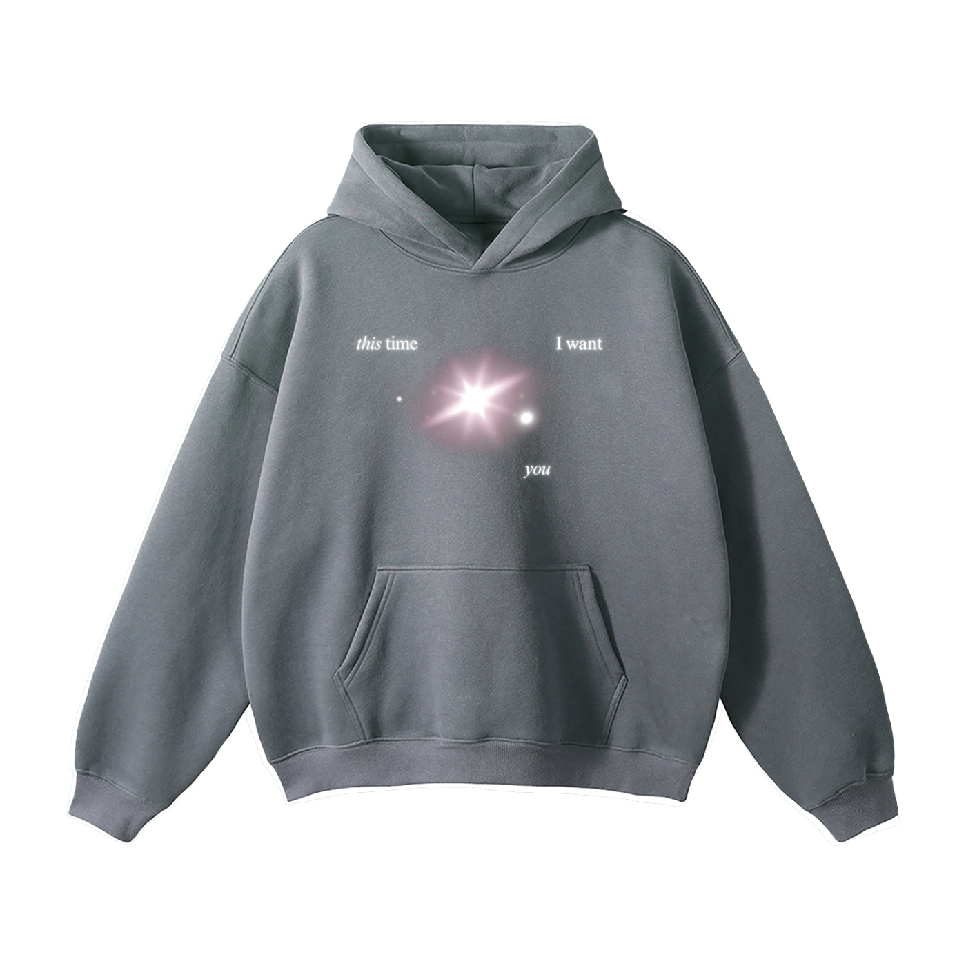 Magnetic Lyric Pink Star Oversized Hoodie