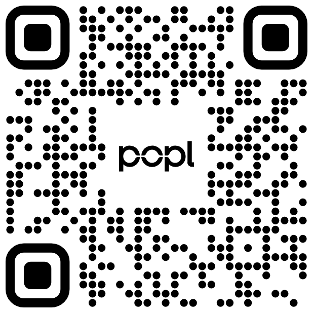 Artist DJ Producer NOÉL QR code with the text 'popl' in the center.