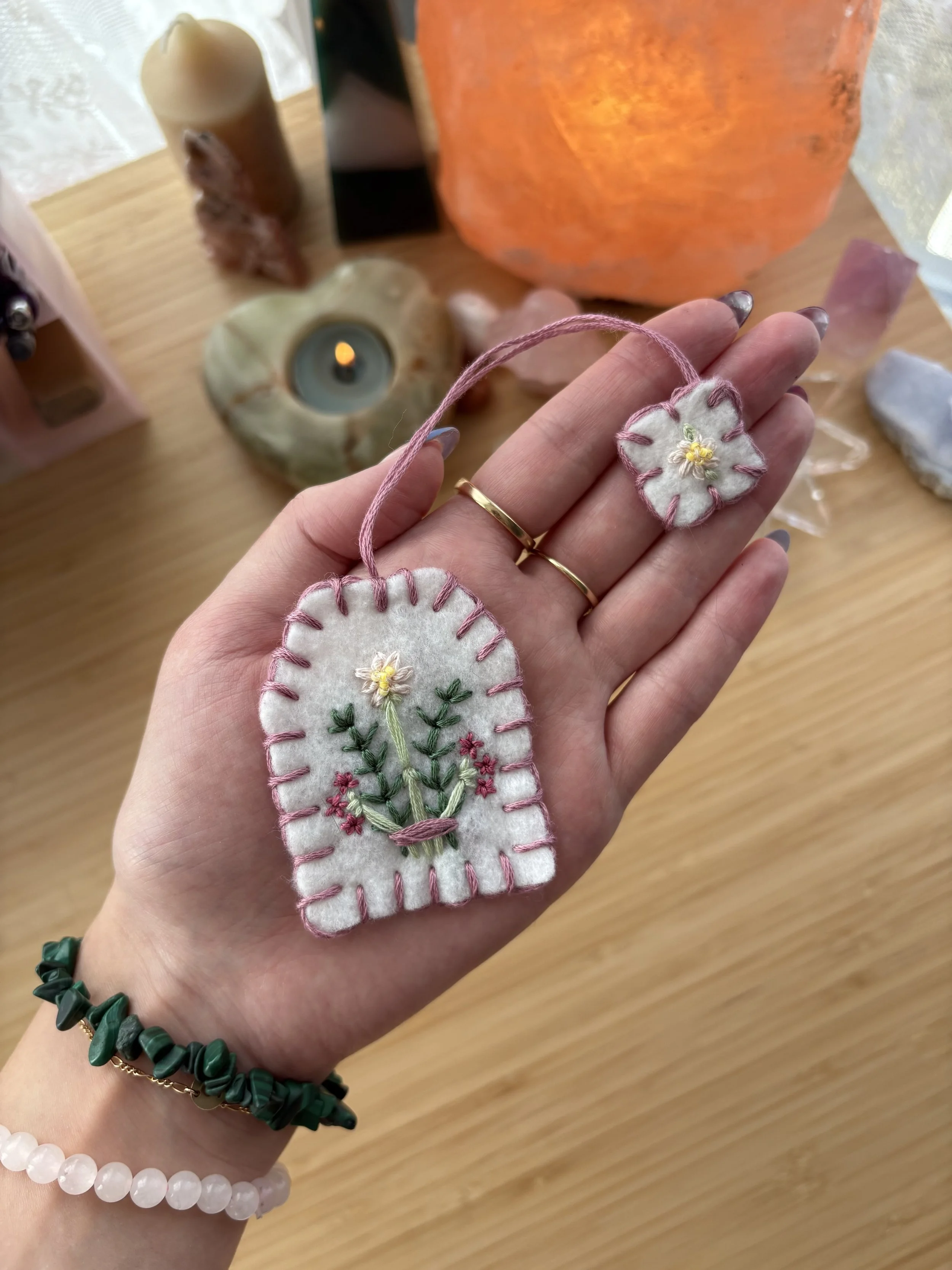 Pink Felt Tea Bag Bookmark