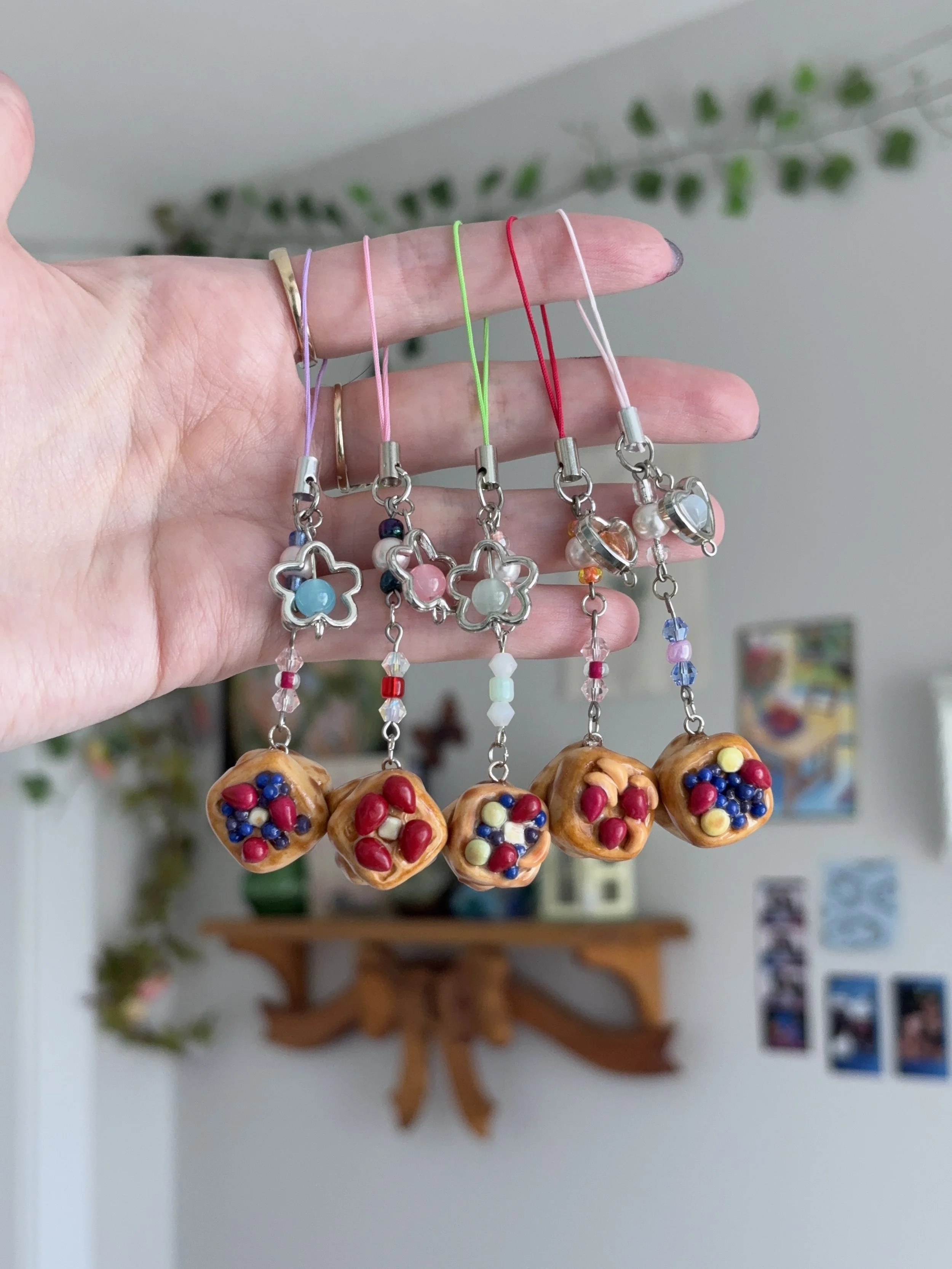 Waffle Charm Beaded Keychain
