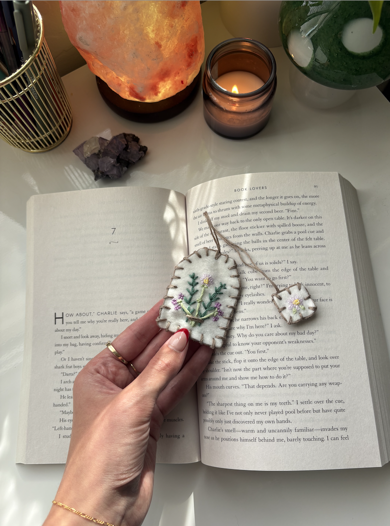 Purple Felt Tea Bag Bookmark