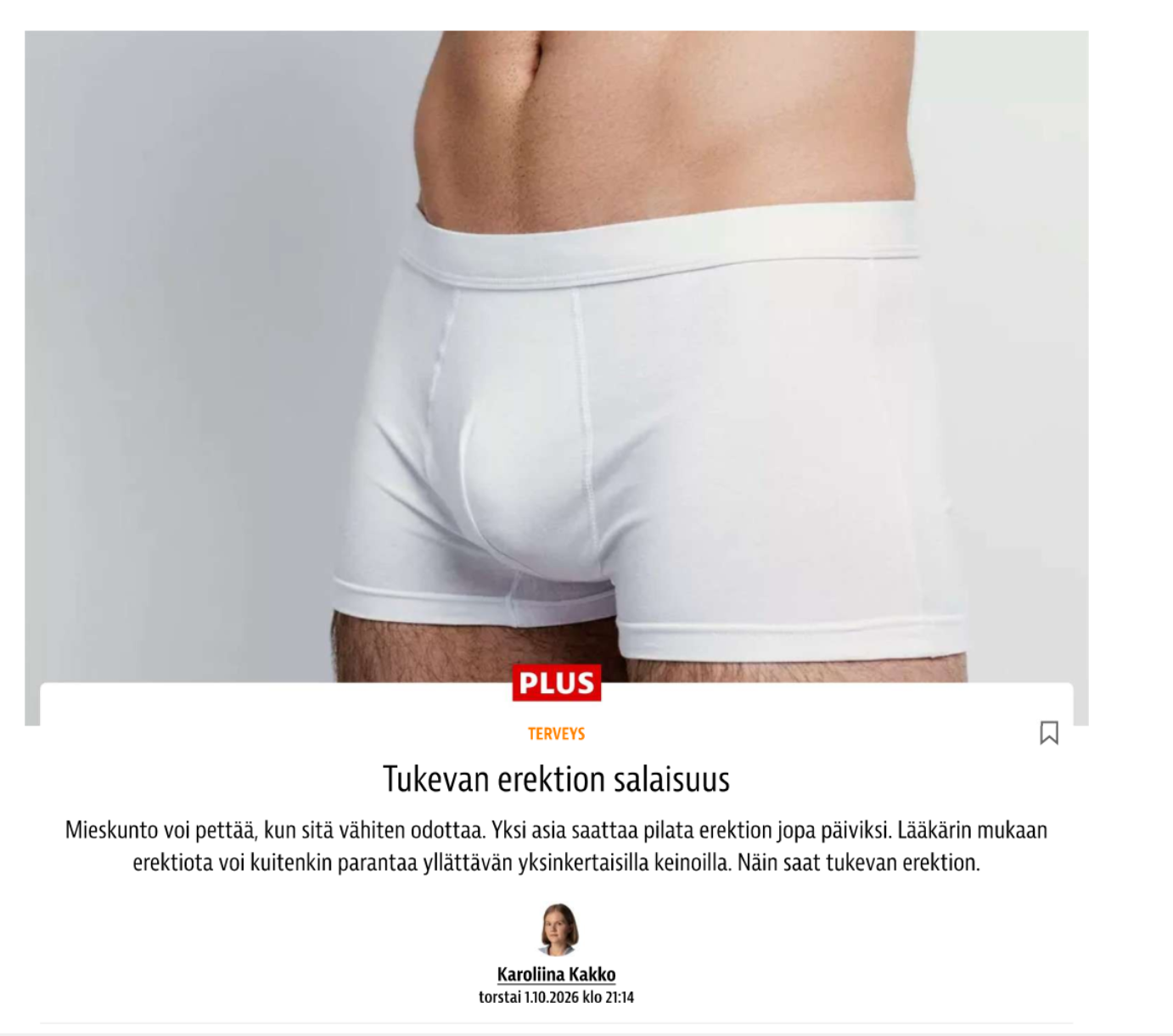 Vinkkejäni mieskunnon ylläpitämiseksi - Iltalehti 1.10.26