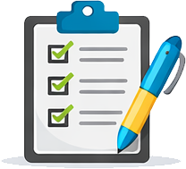 Clipboard with a checklist and a pen