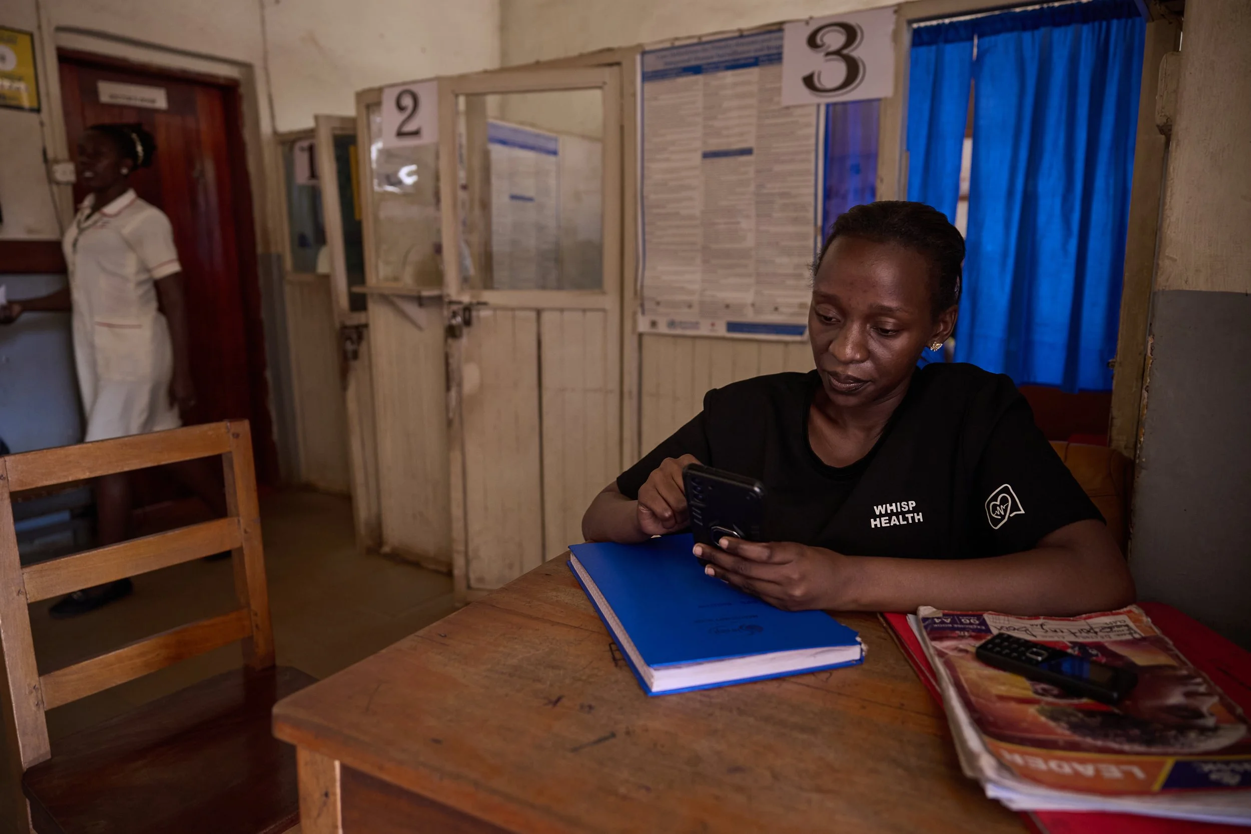 Visual story for Whisp Health, a Ugandan digital health solution using automated voice calls to support medication adherence.