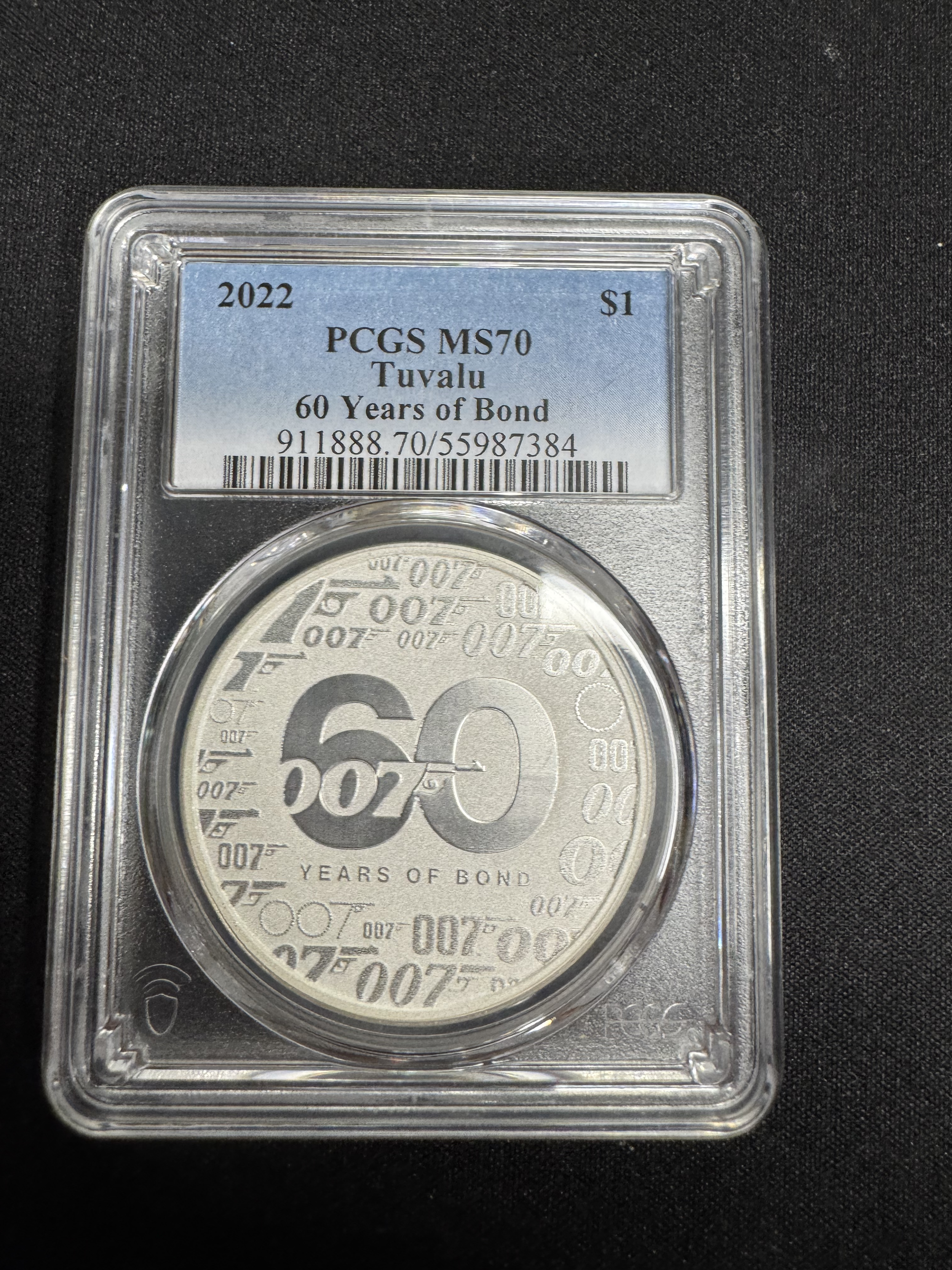 2022 Tuvalu James Bond “007” – PCGS MS70