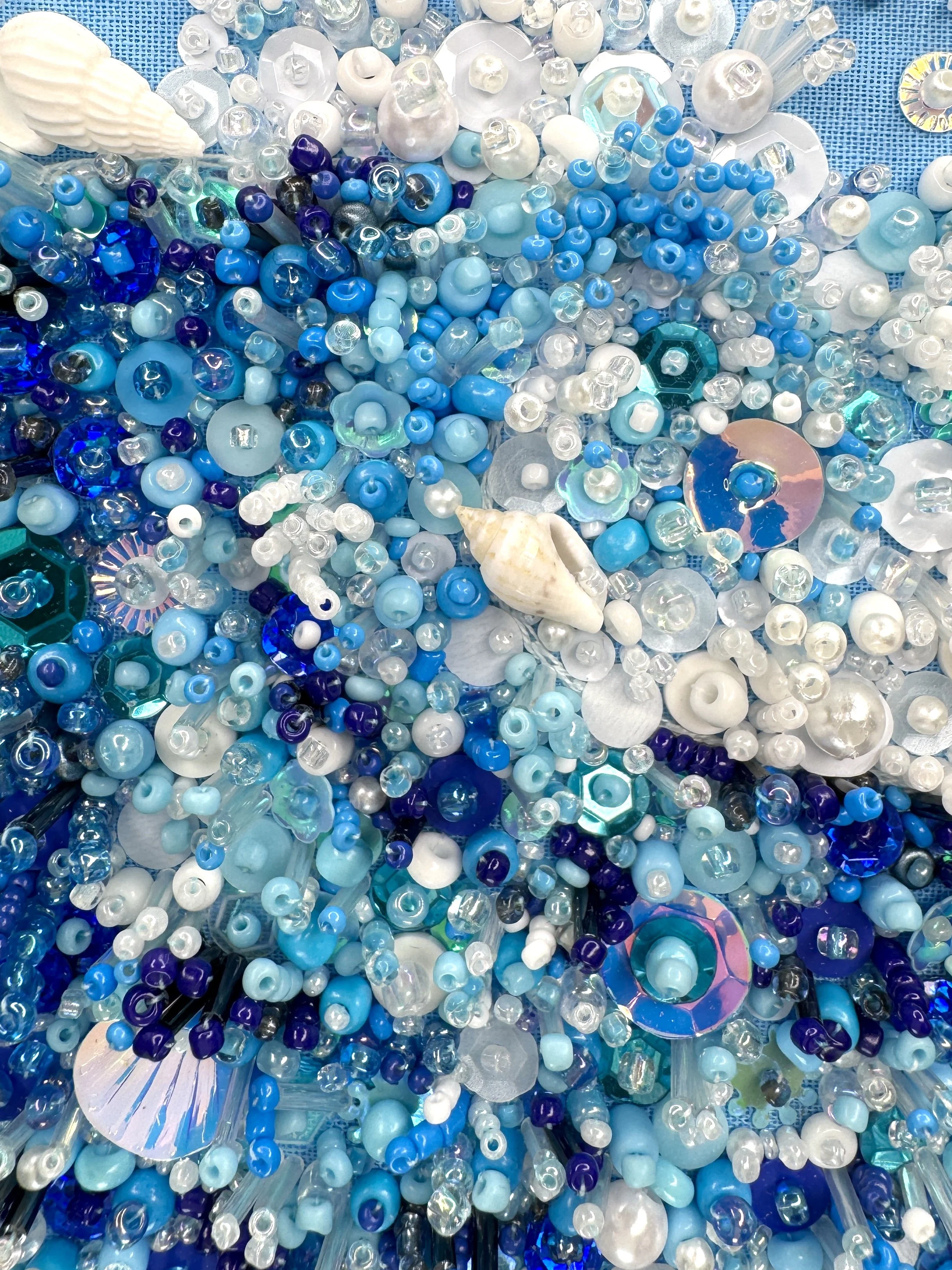 Ocean Wave Bead Embroidery Close Up