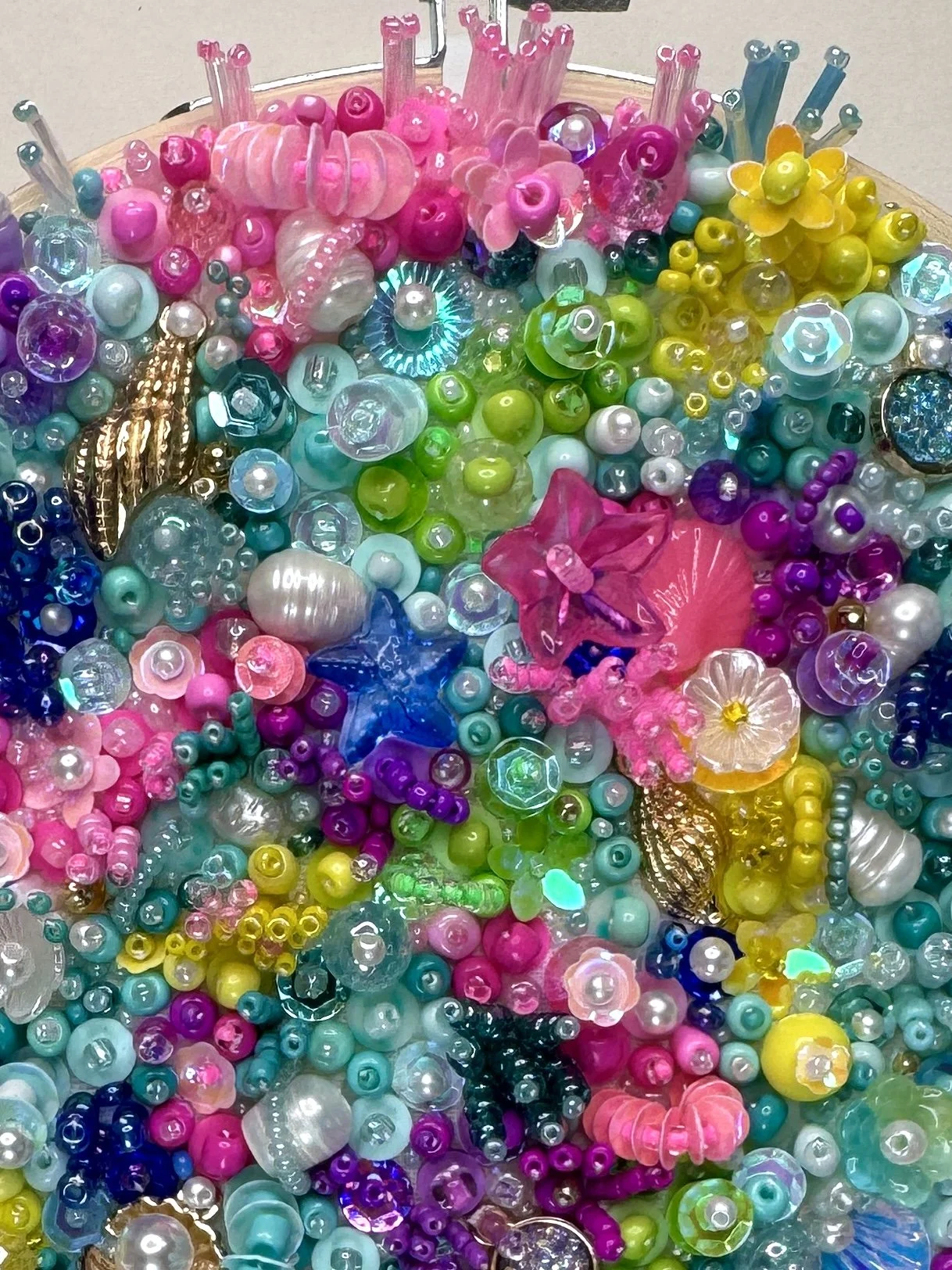 Underwater Coral Inspired Bead Embroidery Close Up