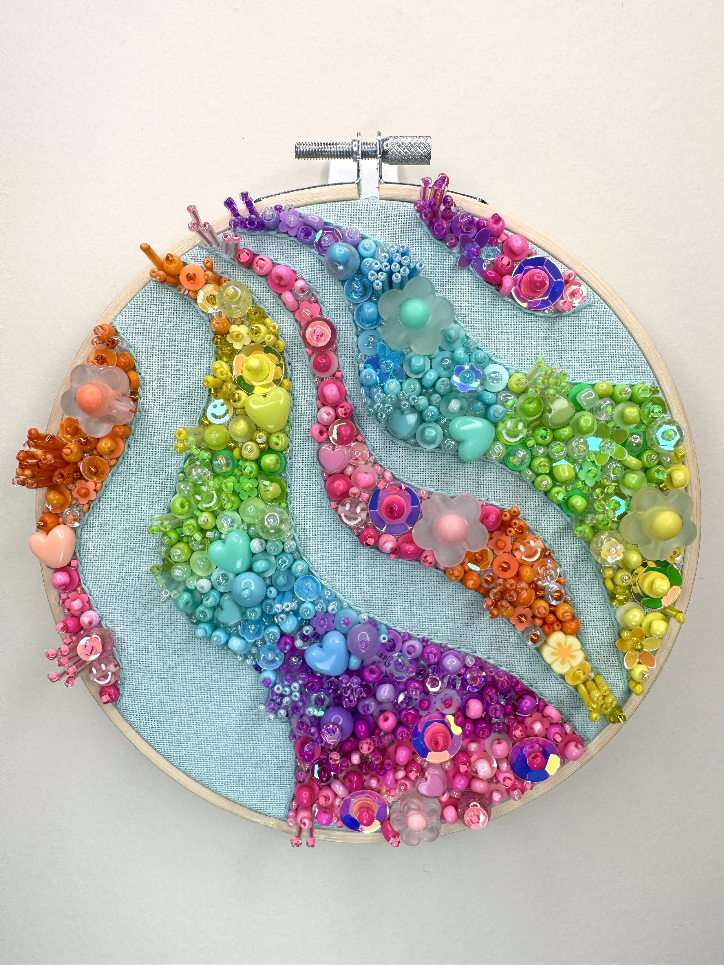 Summer Splice Multicolour Bead Embroidery Hoop