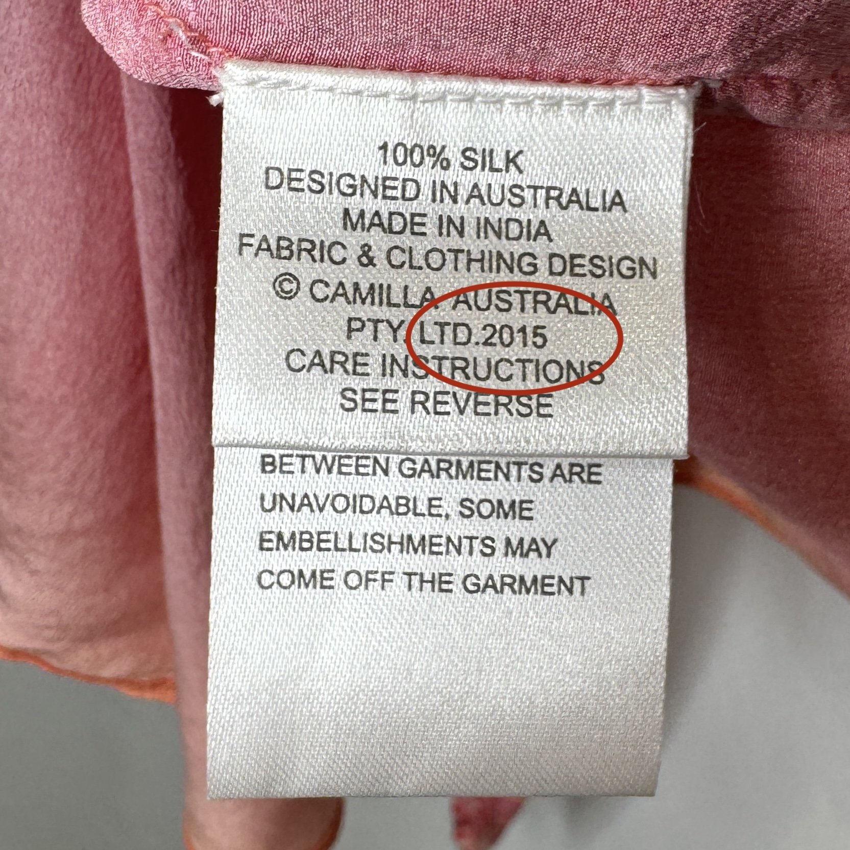 Camilla Care Label Date