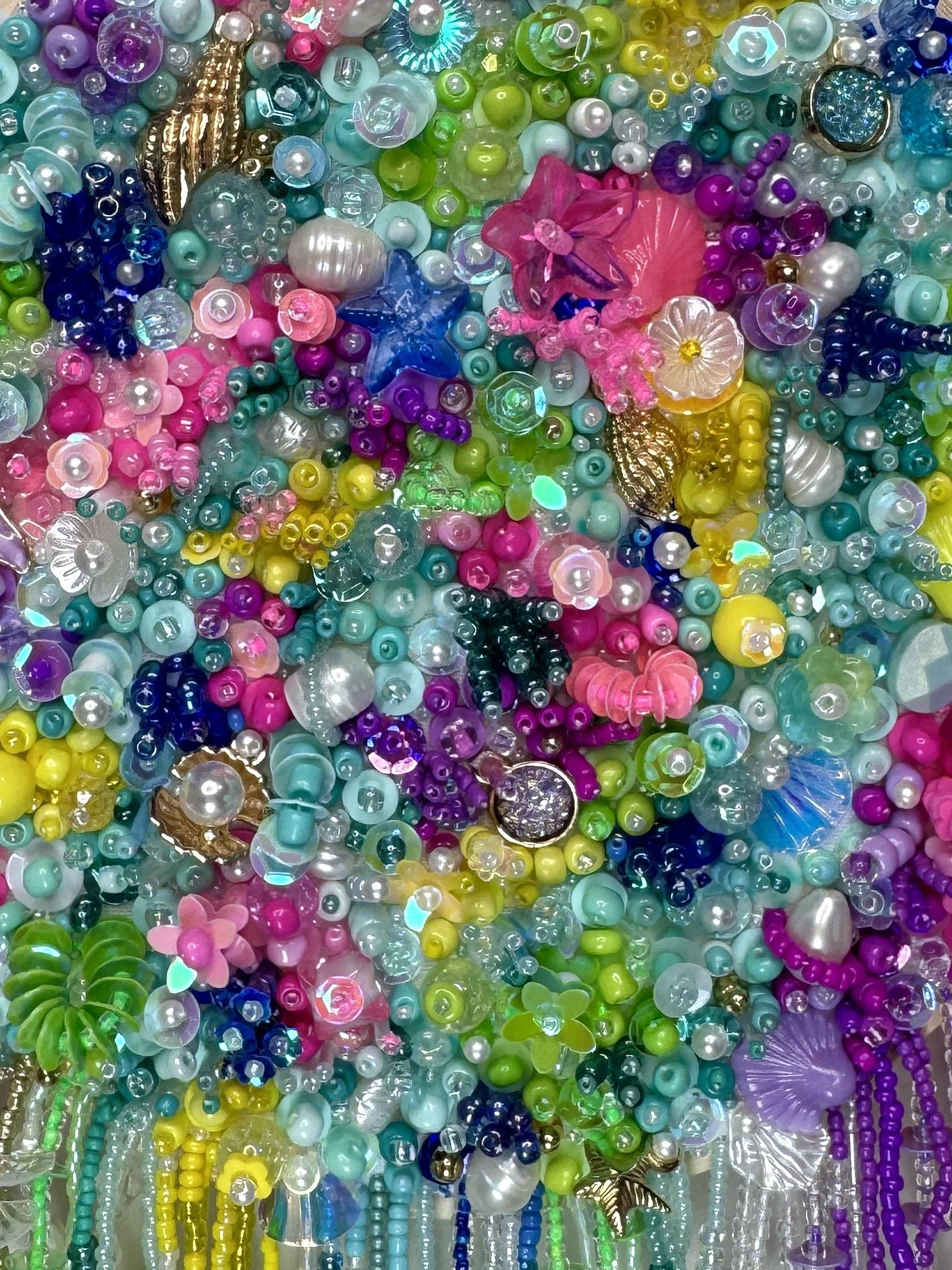 Underwater Coral Inspired Bead Embroidery Close Up