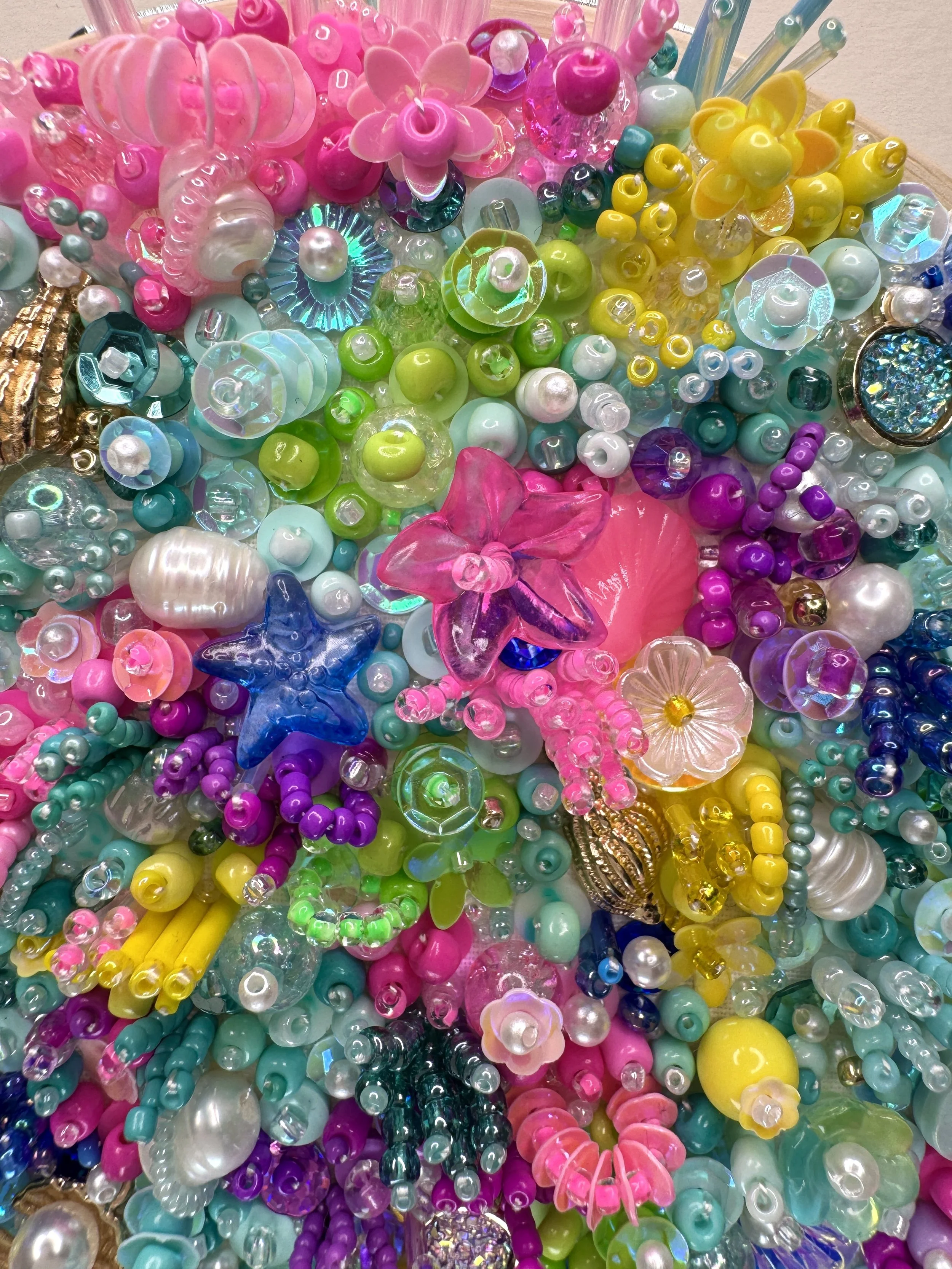 Underwater Coral Inspired Bead Embroidery Close Up