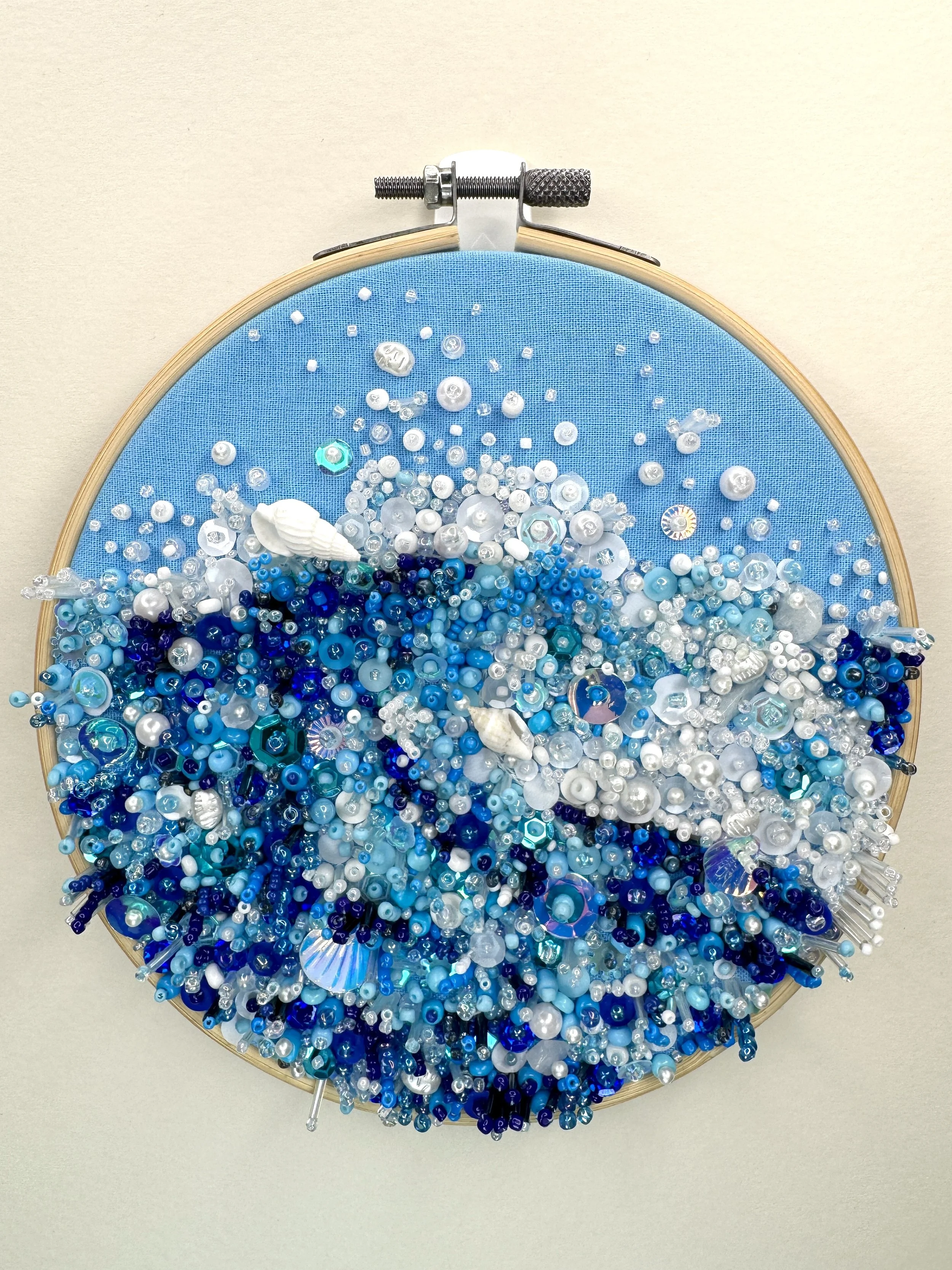 Ocean Wave Bead Embroidery Hoop