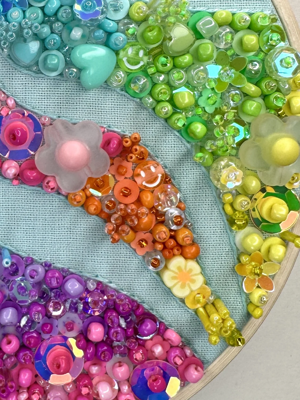 Summer Splice Multicolour Bead Embroidery Close Up