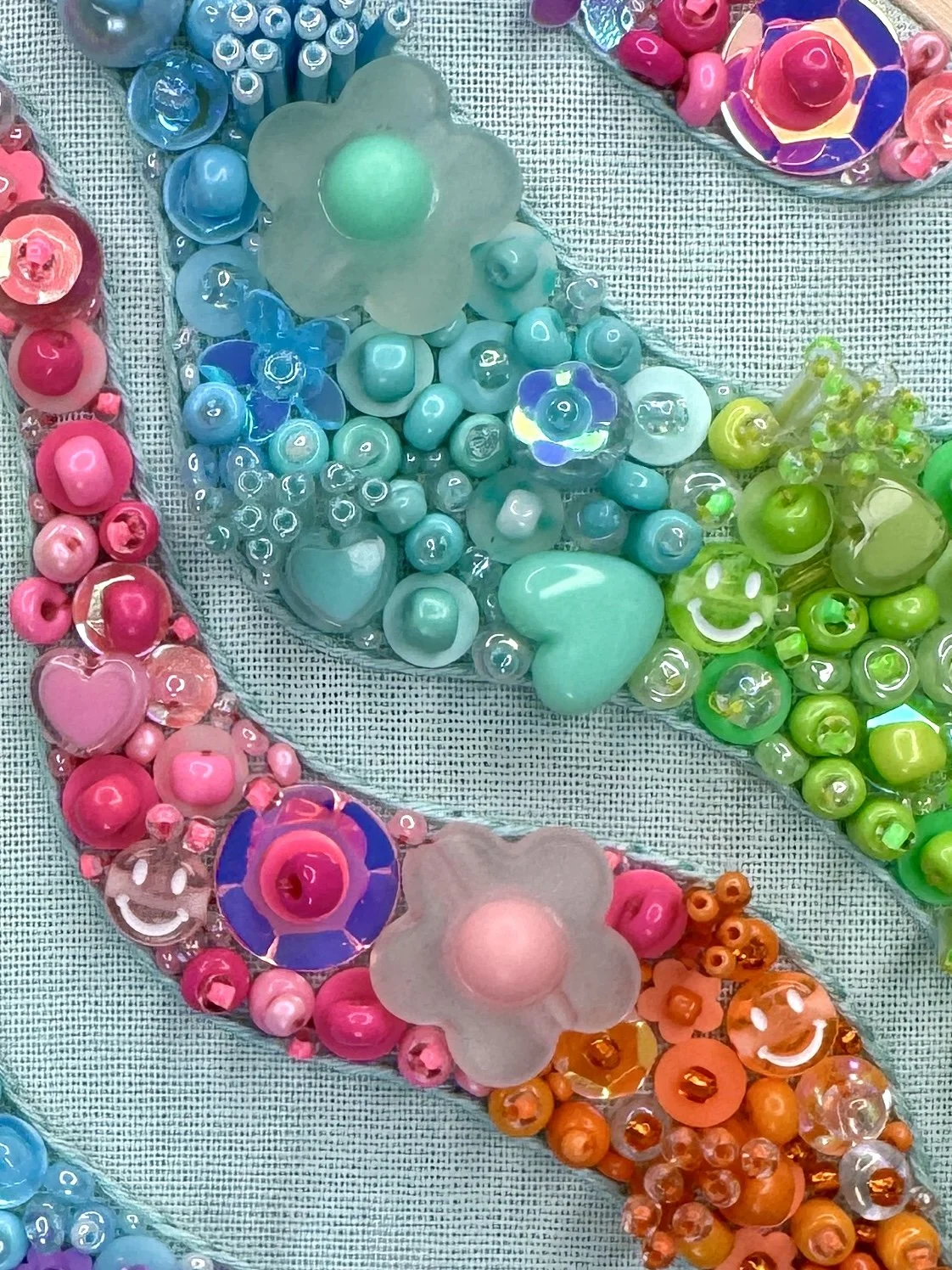 Summer Splice Multicolour Bead Embroidery Close Up