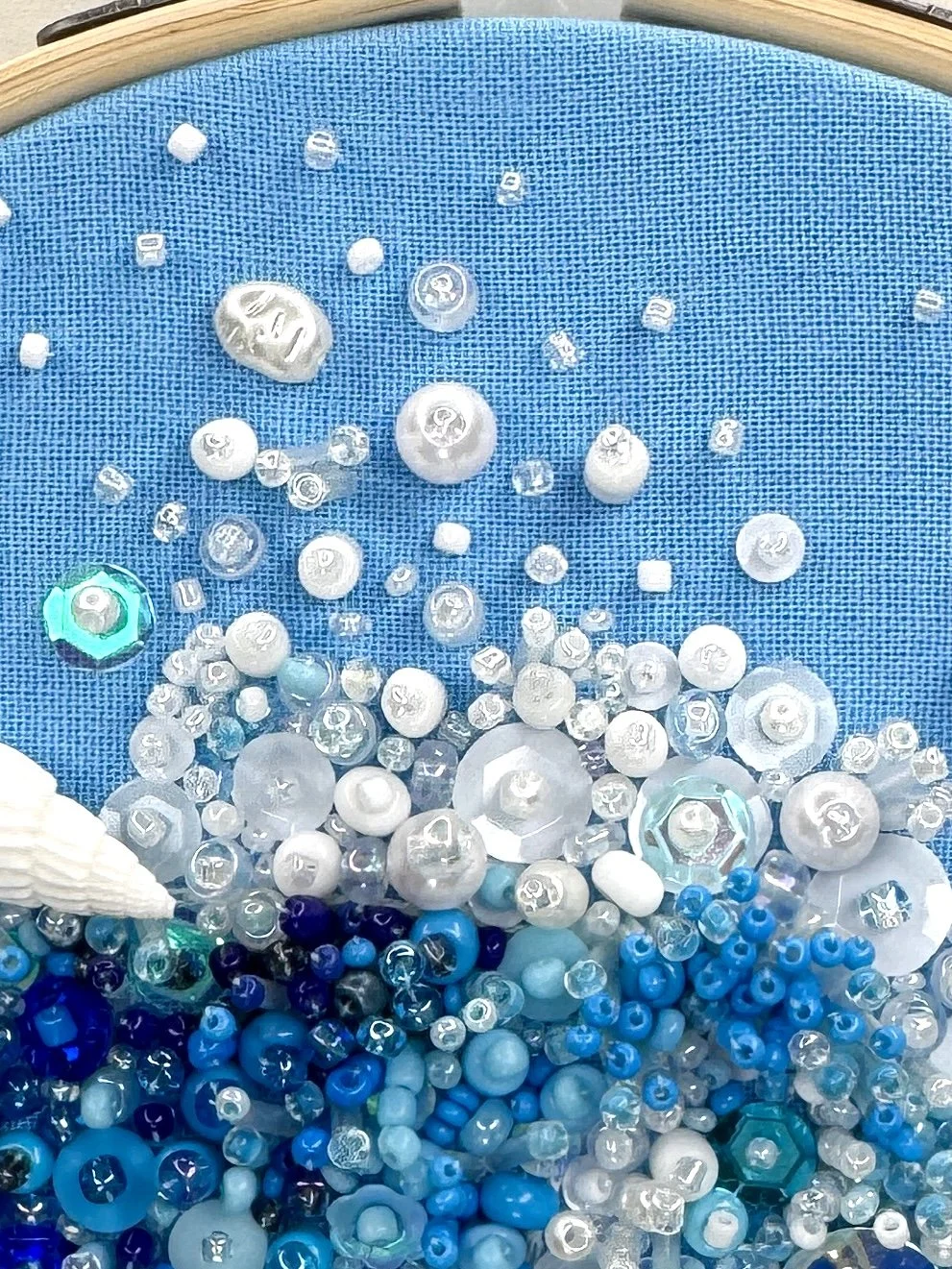 Ocean Wave Bead Embroidery Close Up
