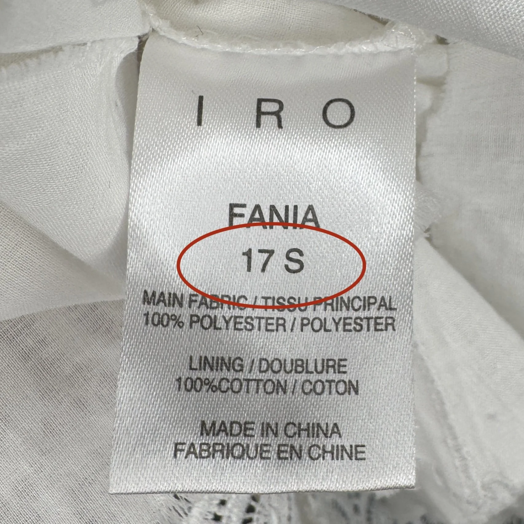 IRO Care Label Date