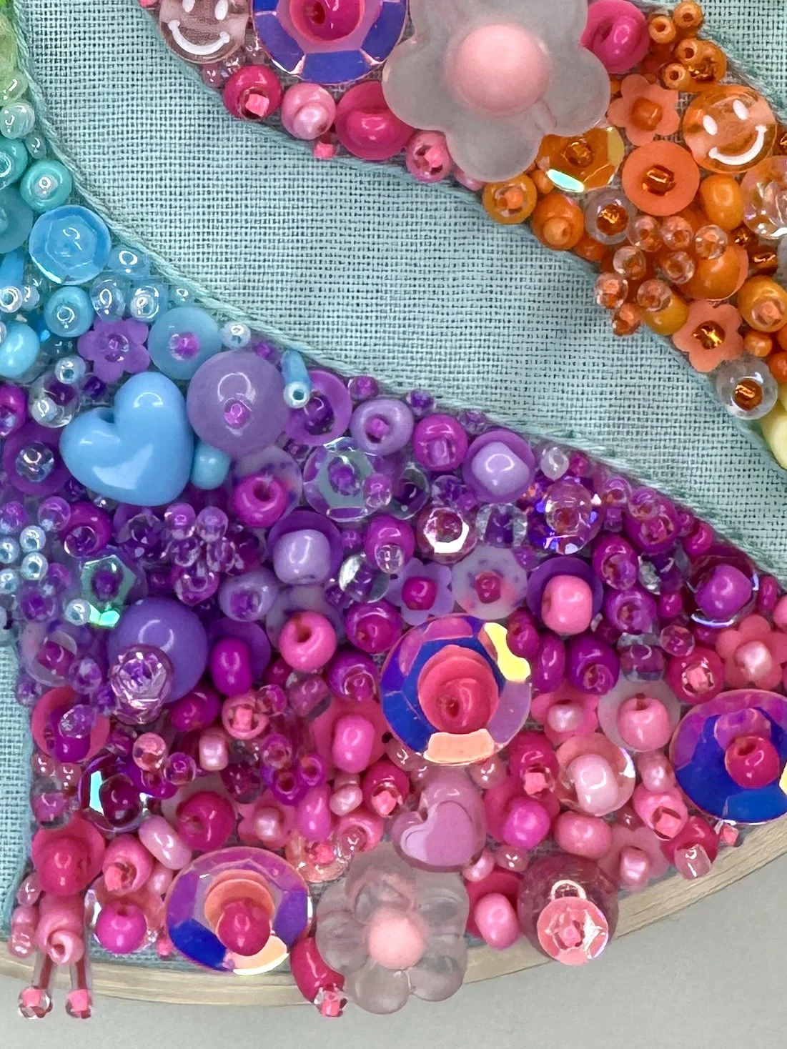 Summer Splice Multicolour Bead Embroidery Close Up