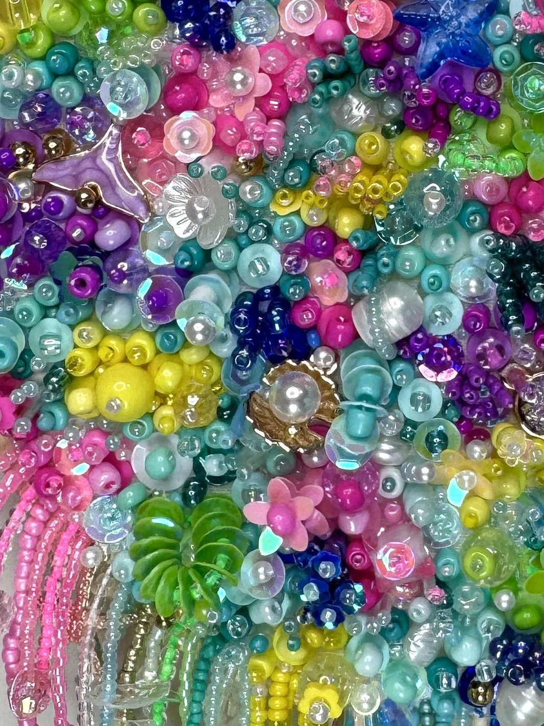 Underwater Coral Inspired Bead Embroidery Close Up