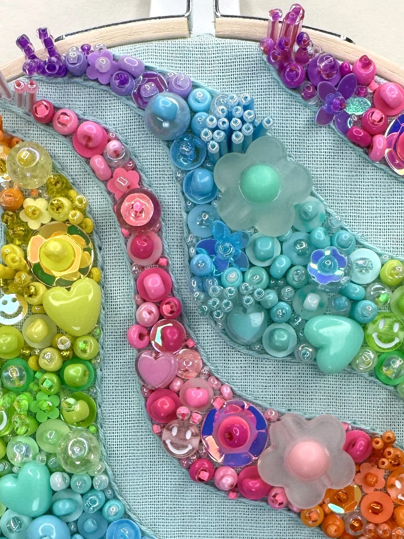 Summer Splice Multicolour Bead Embroidery Close Up
