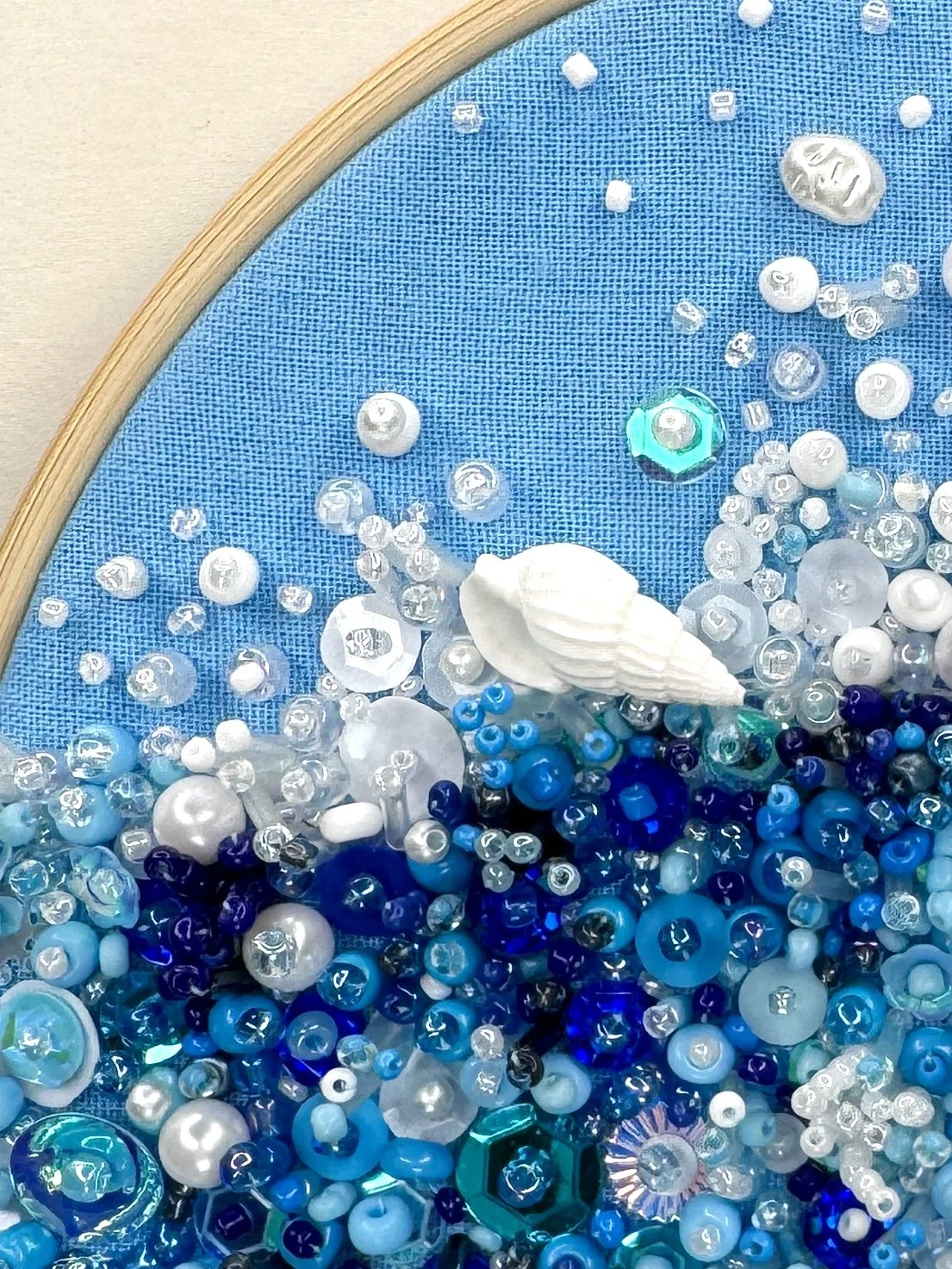 Ocean Wave Bead Embroidery Close Up