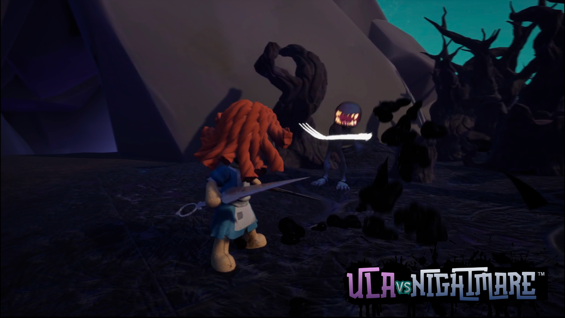 Screenshot of Ula battling umbramites in the Sanctuary.