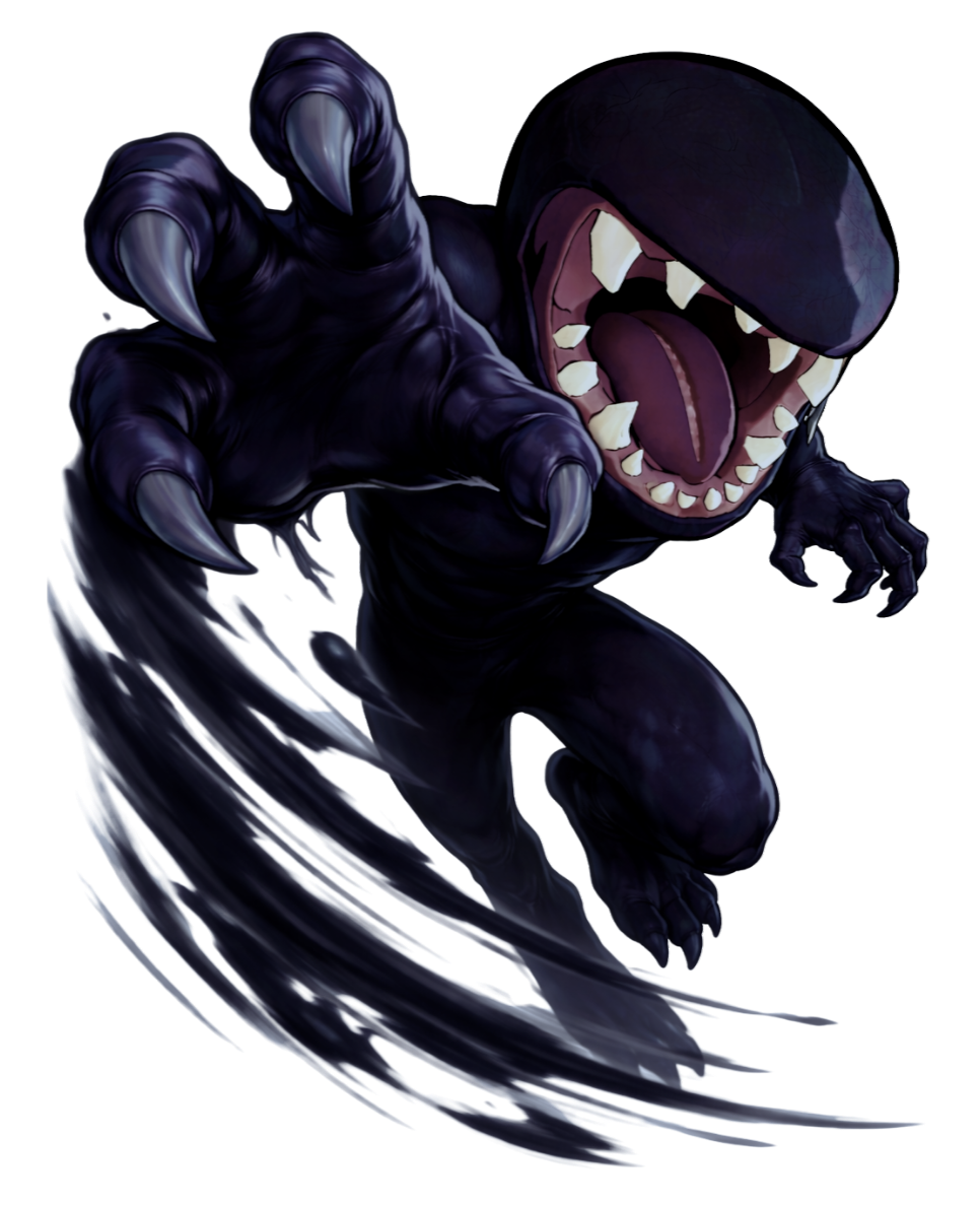 An umbramite leaping and swiping forward in attack mode.
