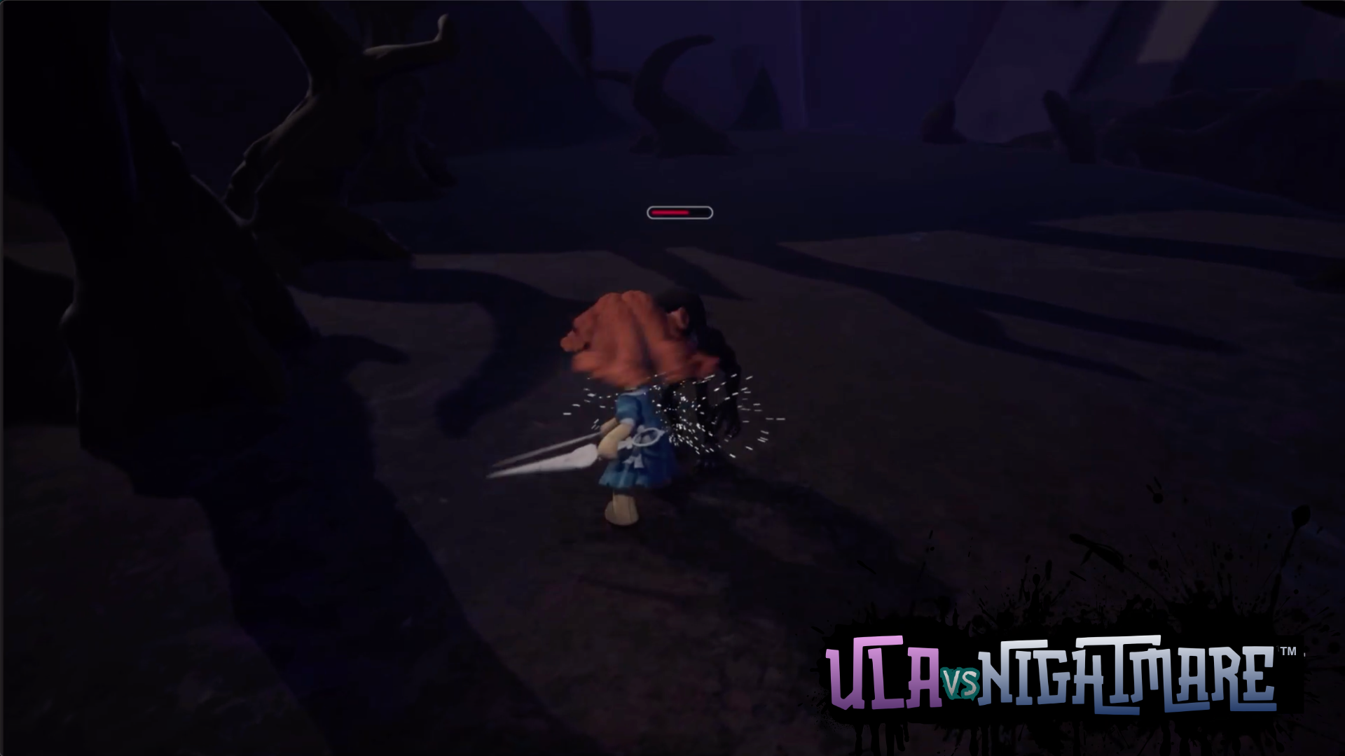 Screenshot of Ula battling umbramites in the Sanctuary.